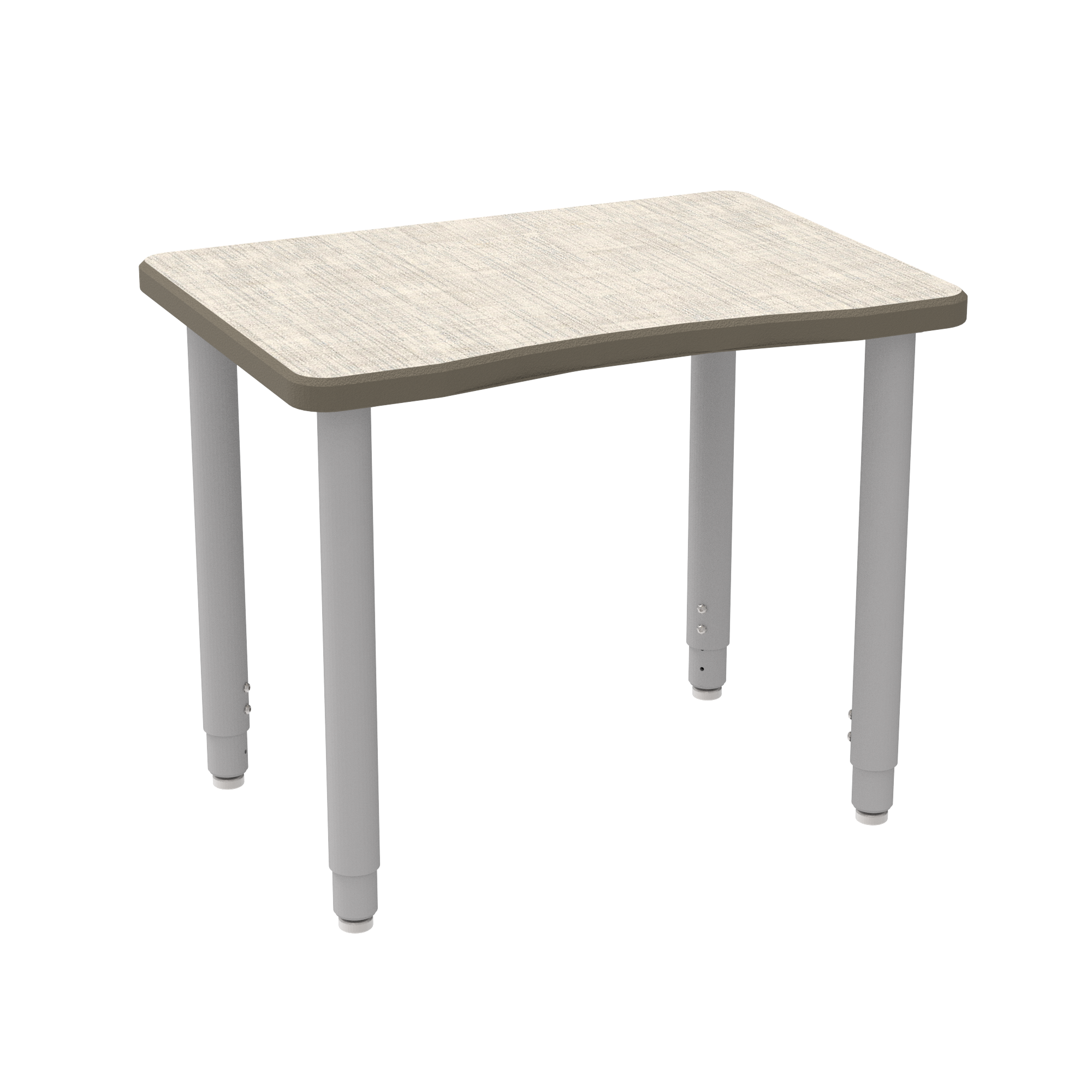 ELO® Plymouth II Desk 1.25" HPL Top with Beveled Armor Edge™ (Belly-Cut) - (4) 2" Universal Jr.  Adjustable Straight Round Legs, Nylon Glides