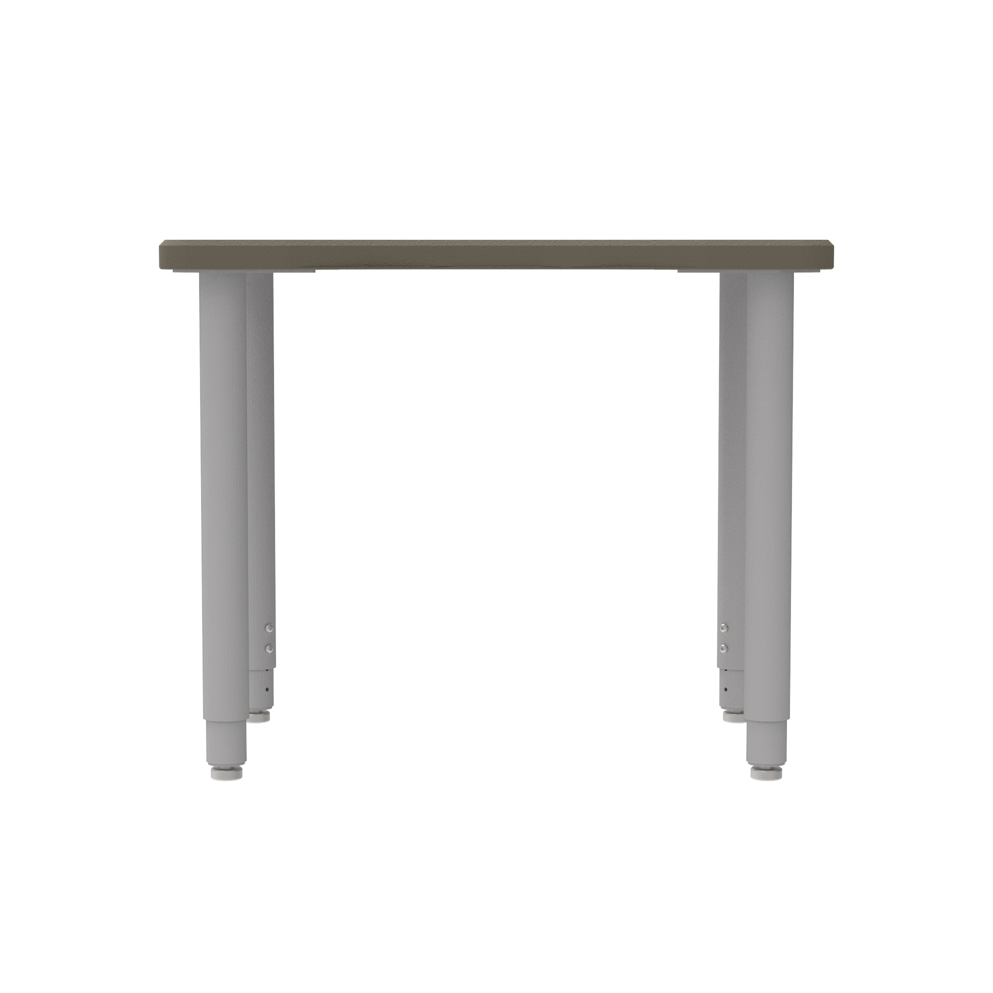ELO® Plymouth II Desk 1.25" HPL Top with Beveled Armor Edge™ (Belly-Cut) - (4) 2" Universal Jr.  Adjustable Straight Round Legs, Nylon Glides