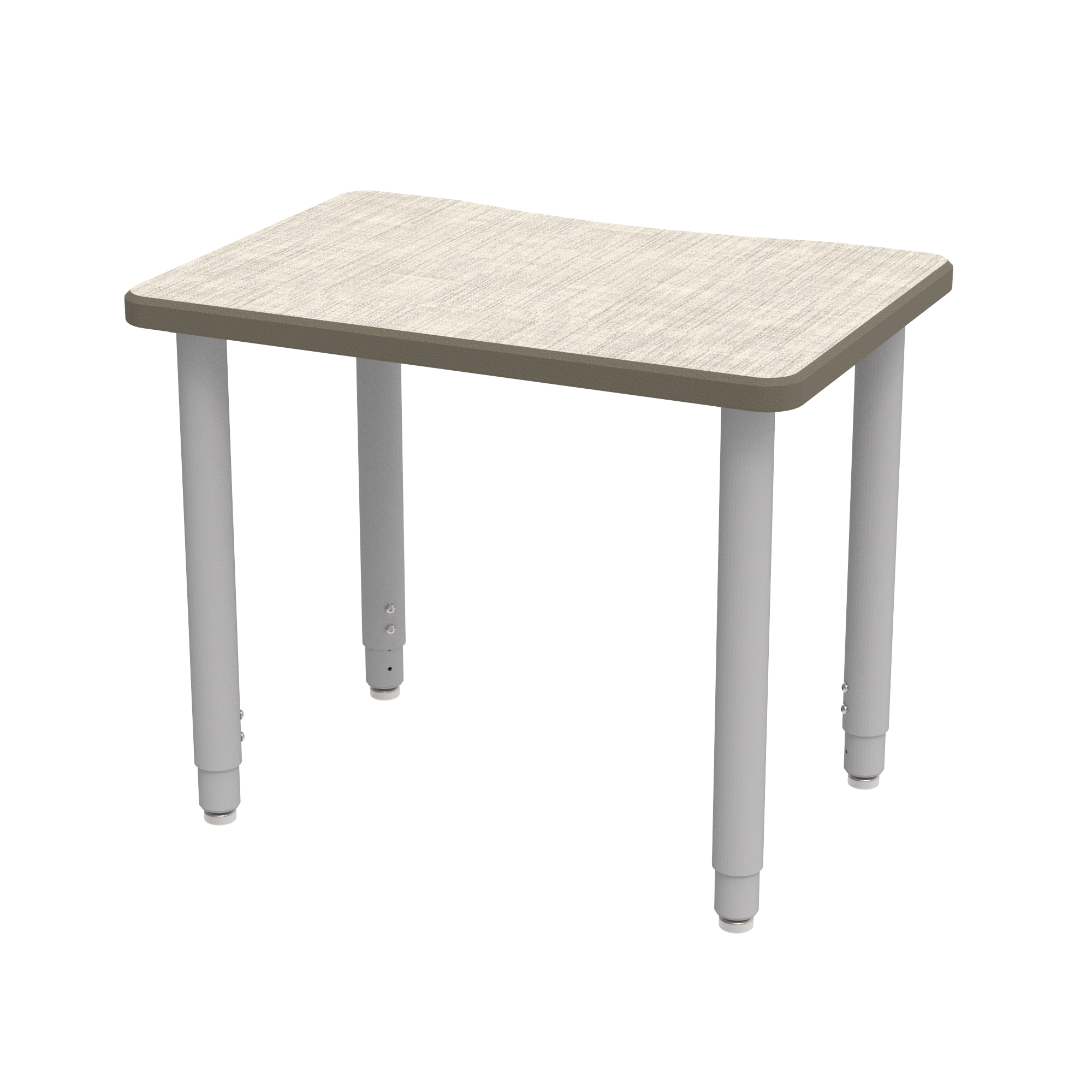 ELO® Plymouth II Desk 1.25" HPL Top with Beveled Armor Edge™ (Belly-Cut) - (4) 2" Universal Jr.  Adjustable Straight Round Legs, Nylon Glides