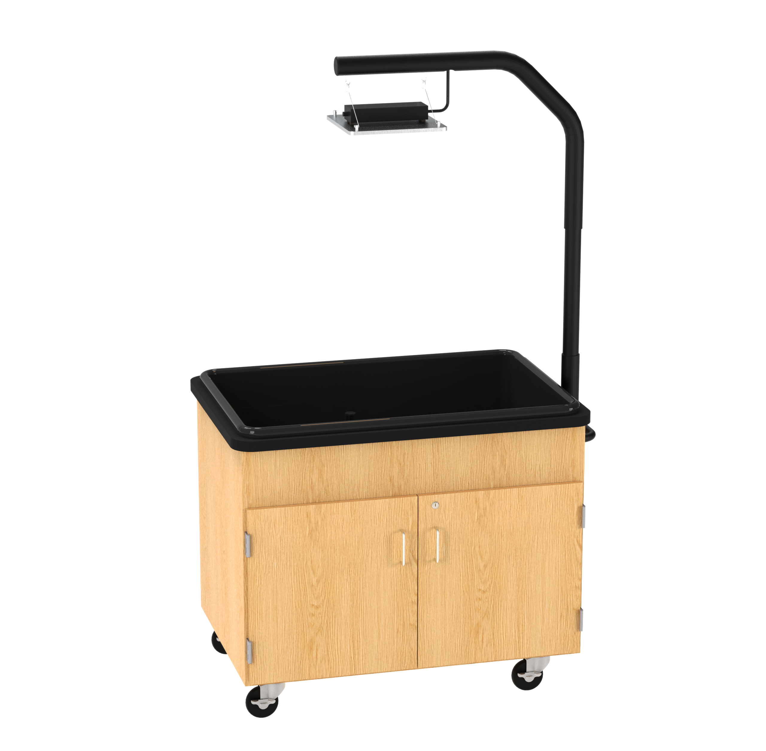 Hydroponics Growing Center, Oak, Black Metal
