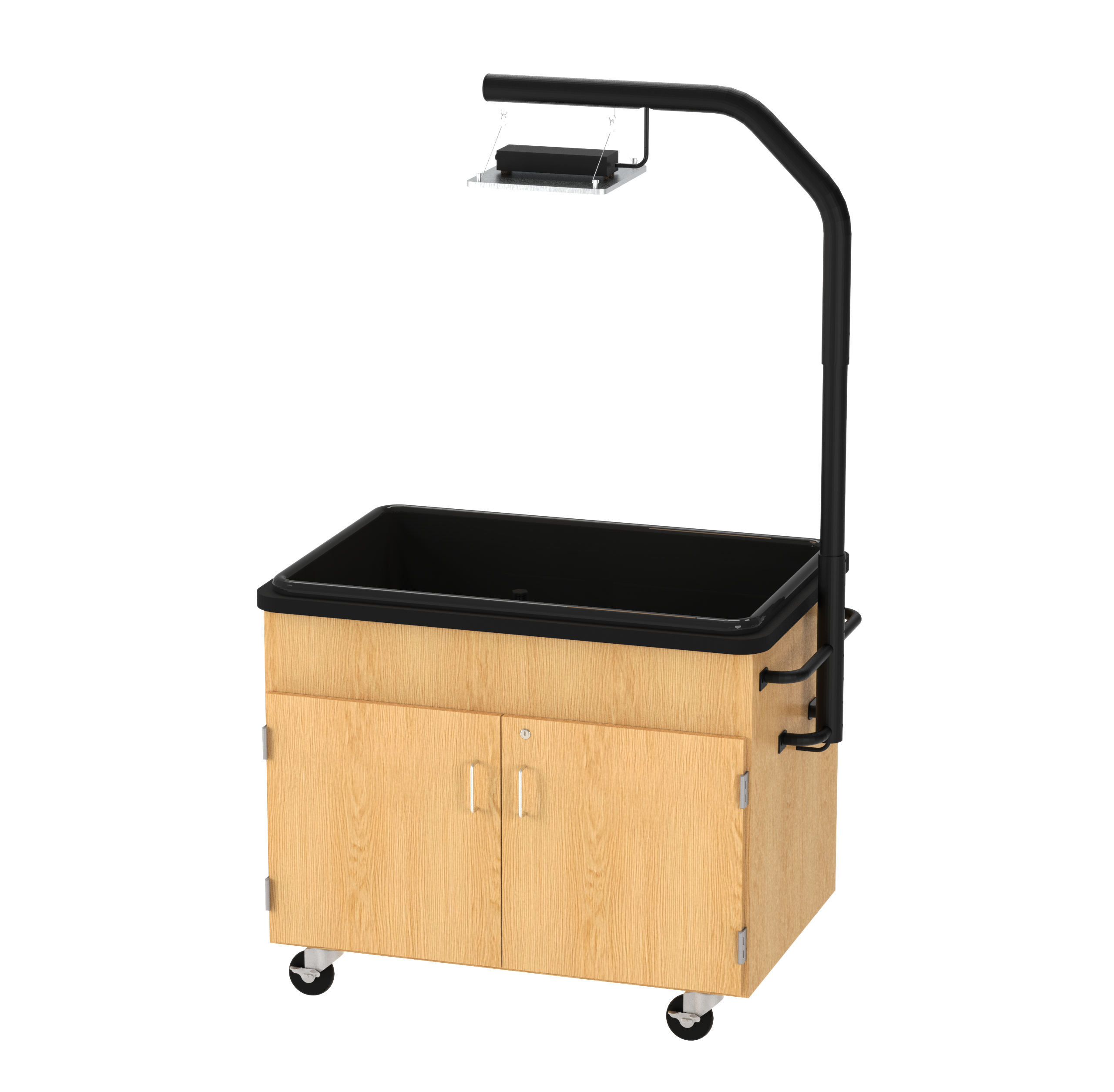 Hydroponics Growing Center, Oak, Black Metal