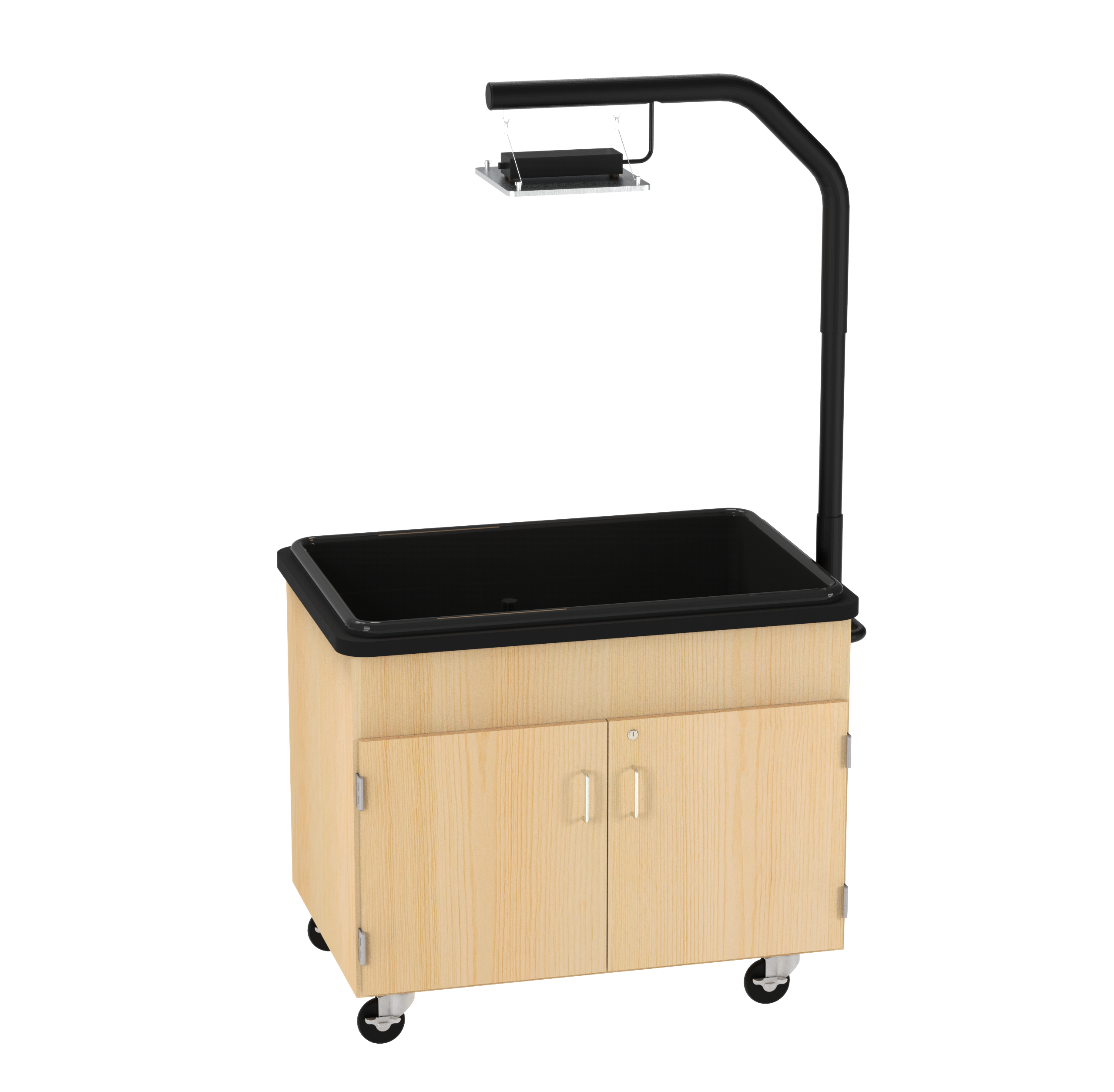 Hydroponics Growing Center, Light Hardwood, Black Metal