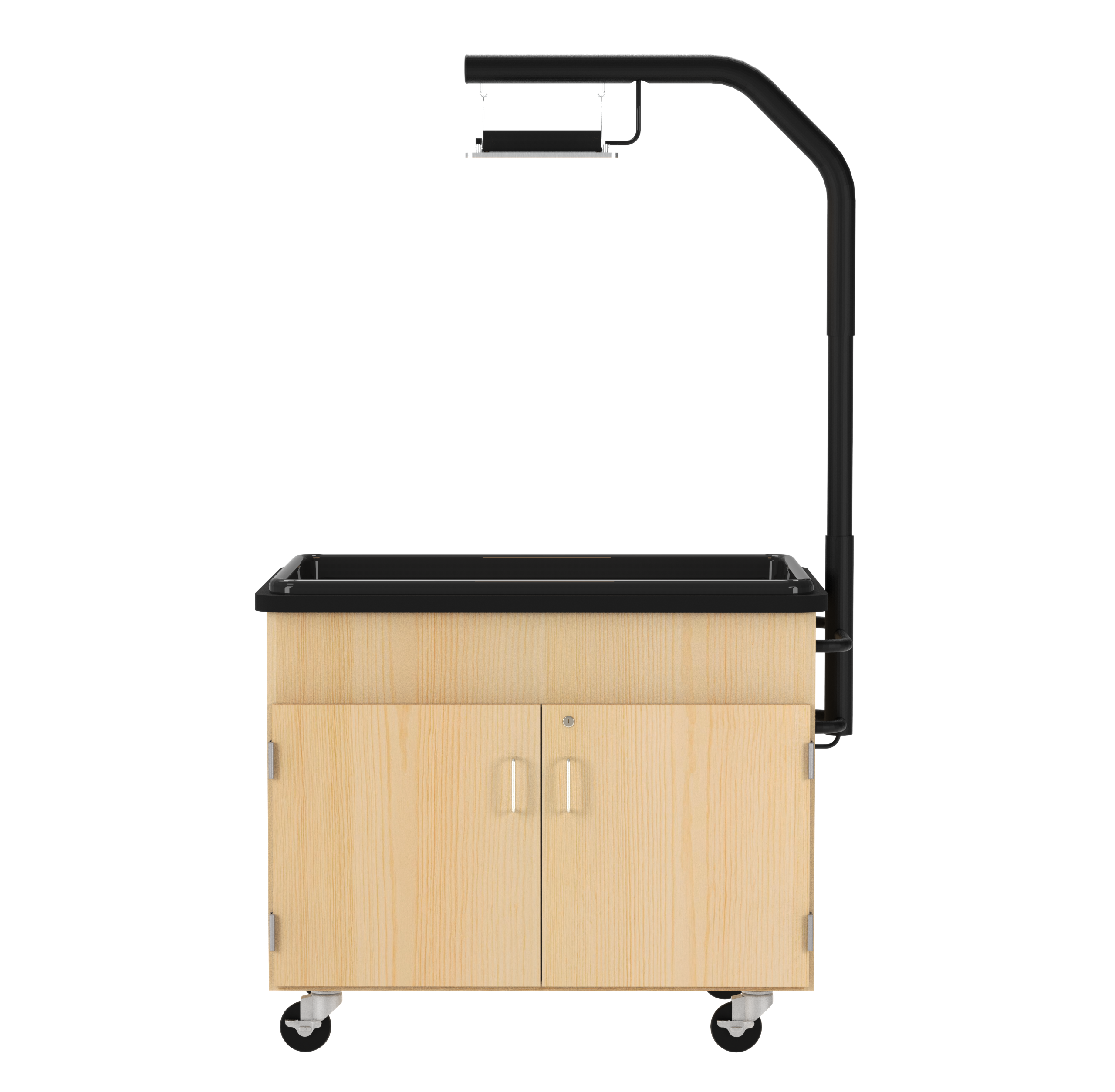 Hydroponics Growing Center, Light Hardwood, Black Metal