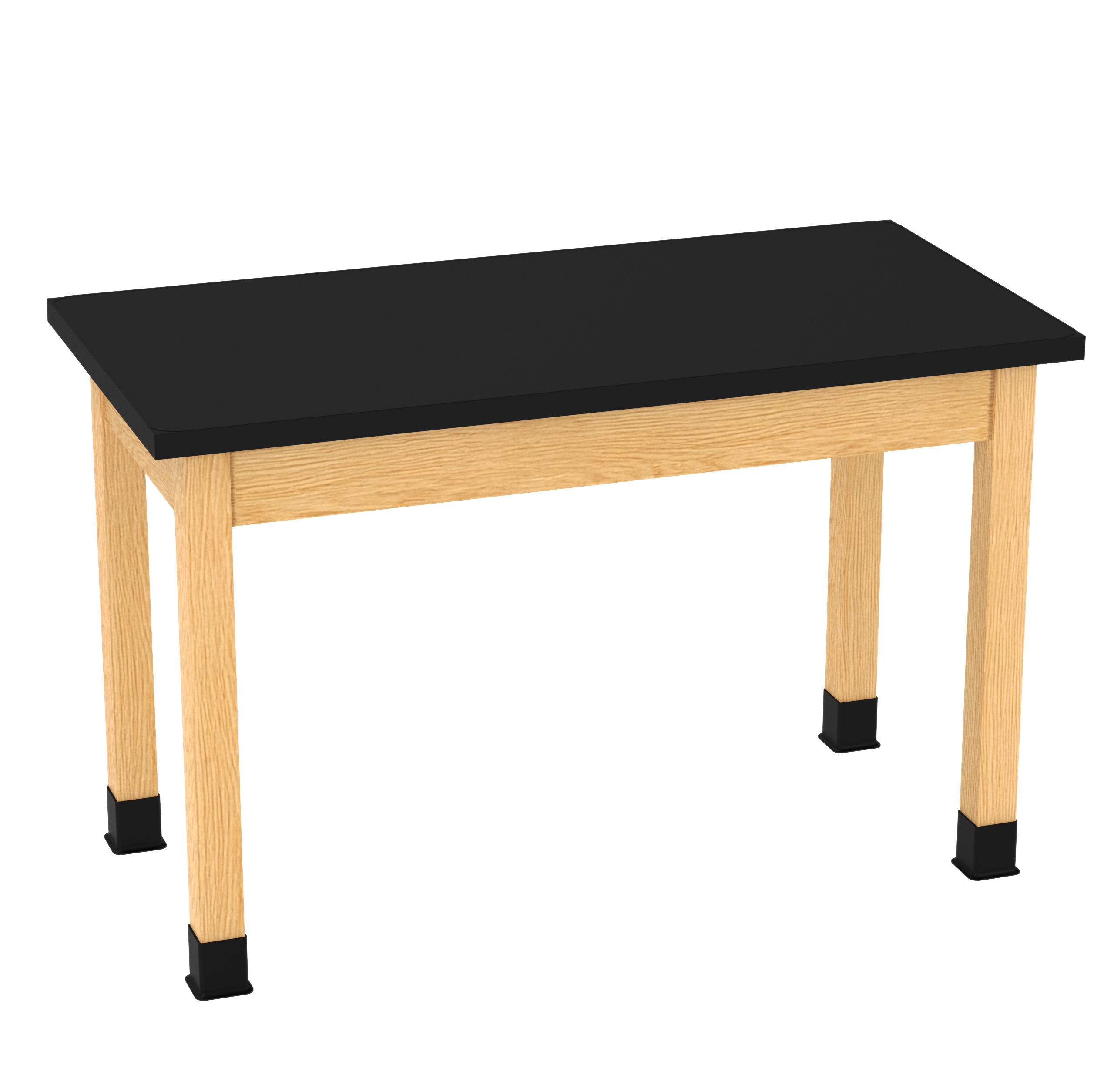 PerpetuLab Wooden Leg Tables with Plain Apron  - Red Oak, ChemGuard w/3mm Edge, 48"W x 24"D x 30-1/4"H