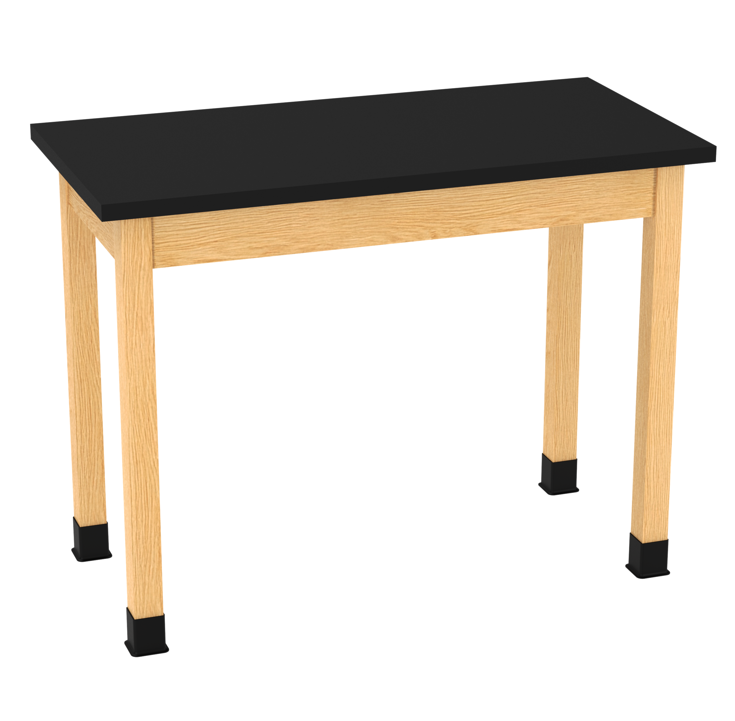 PerpetuLab Wooden Leg Tables with Plain Apron  - Red Oak, ChemGuard w/3mm Edge, 48"W x 24"D x 36-1/4"H