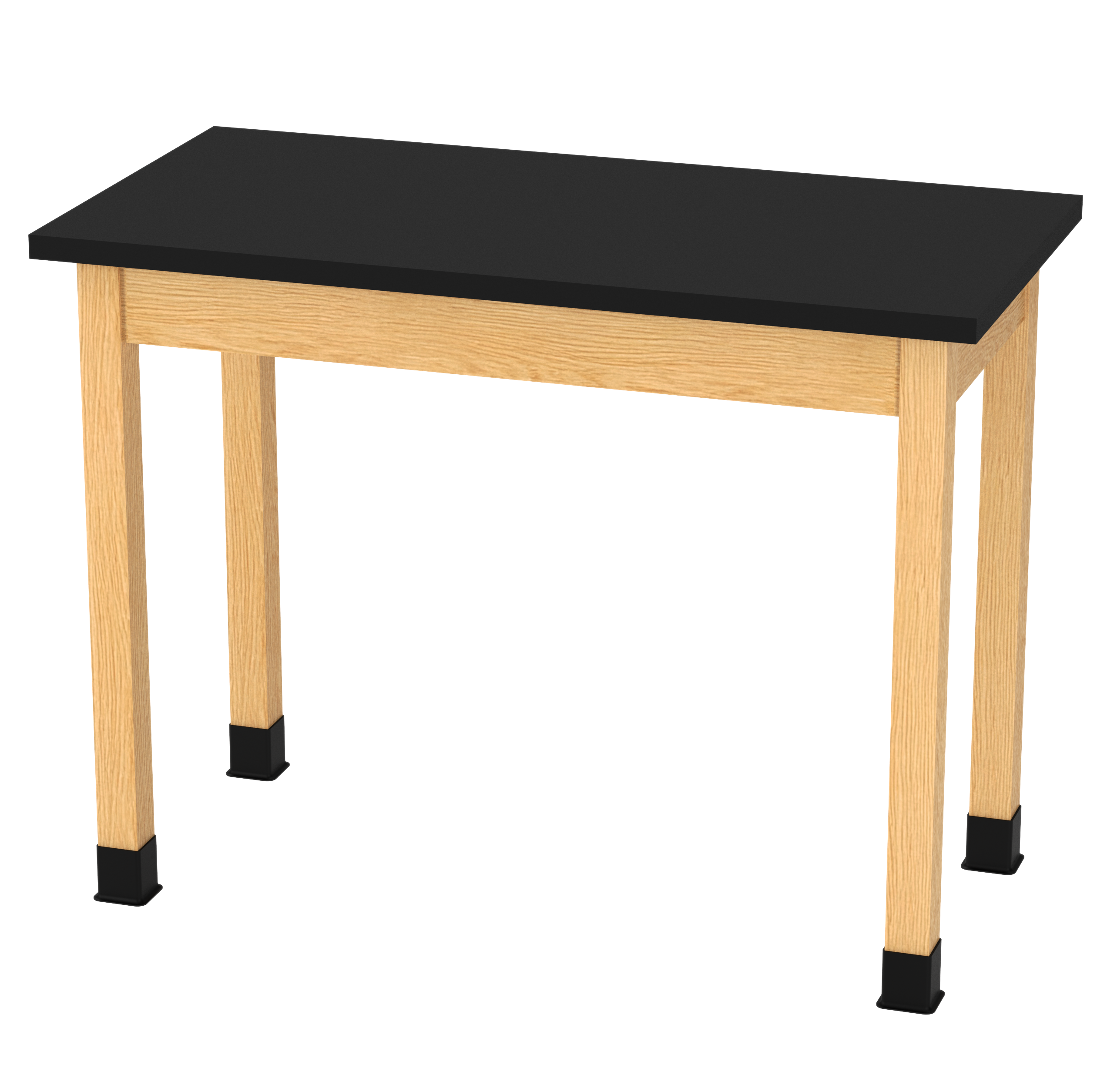 PerpetuLab Wooden Leg Tables with Plain Apron  - Red Oak, ChemGuard w/3mm Edge, 48"W x 24"D x 36-1/4"H