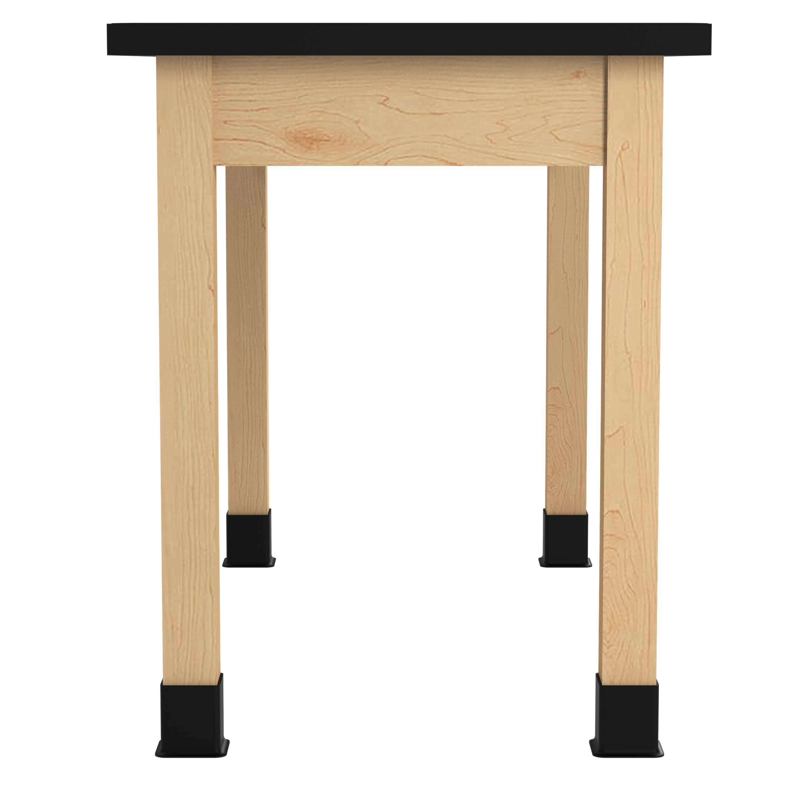 PerpetuLab Wooden Leg Tables with Plain Apron  - Light Hardwood, ChemGuard w/3mm Edge, 48"W x 24"D x 30-1/4"H