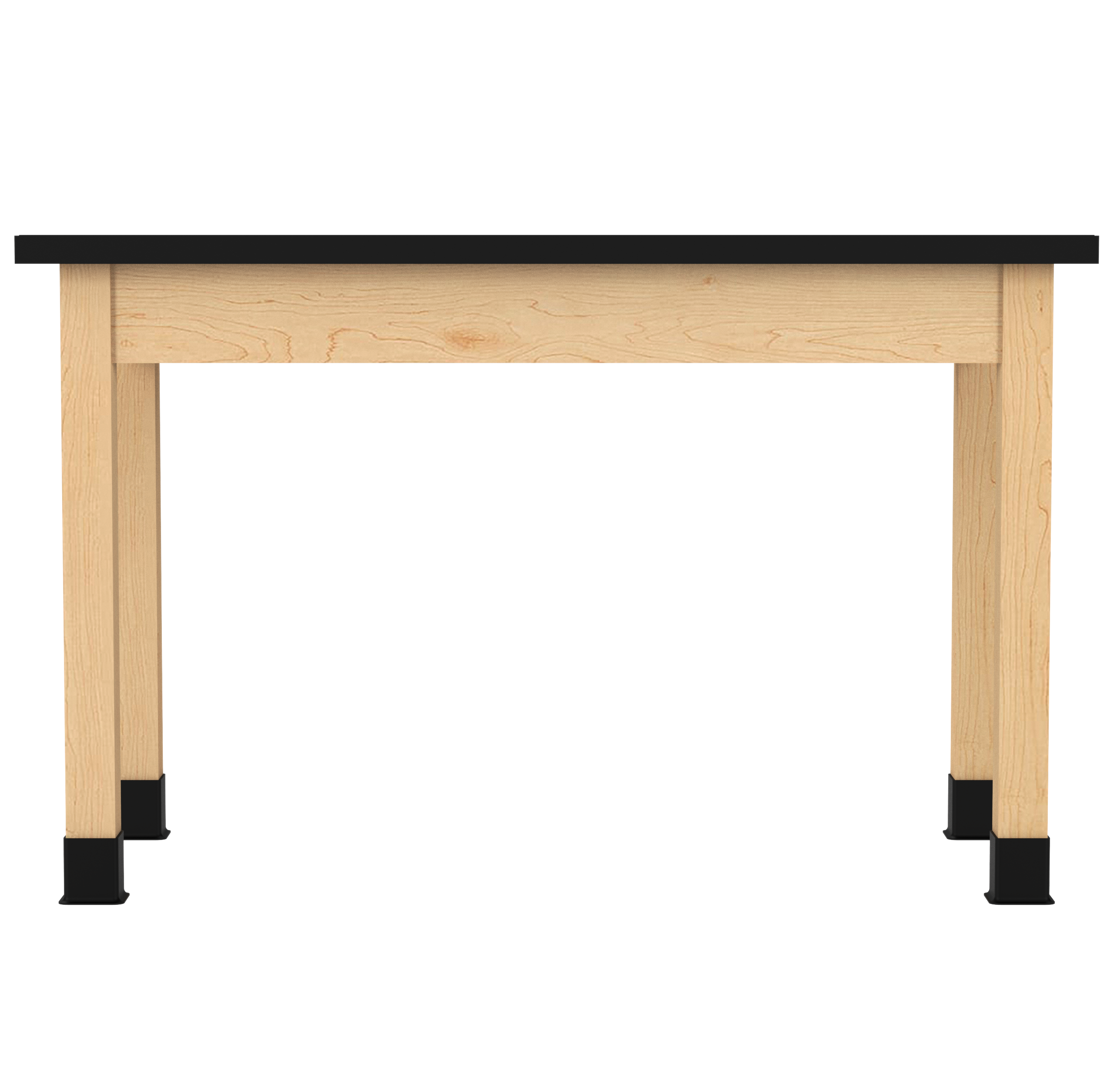 PerpetuLab Wooden Leg Tables with Plain Apron  - Light Hardwood, ChemGuard w/3mm Edge, 48"W x 24"D x 30-1/4"H