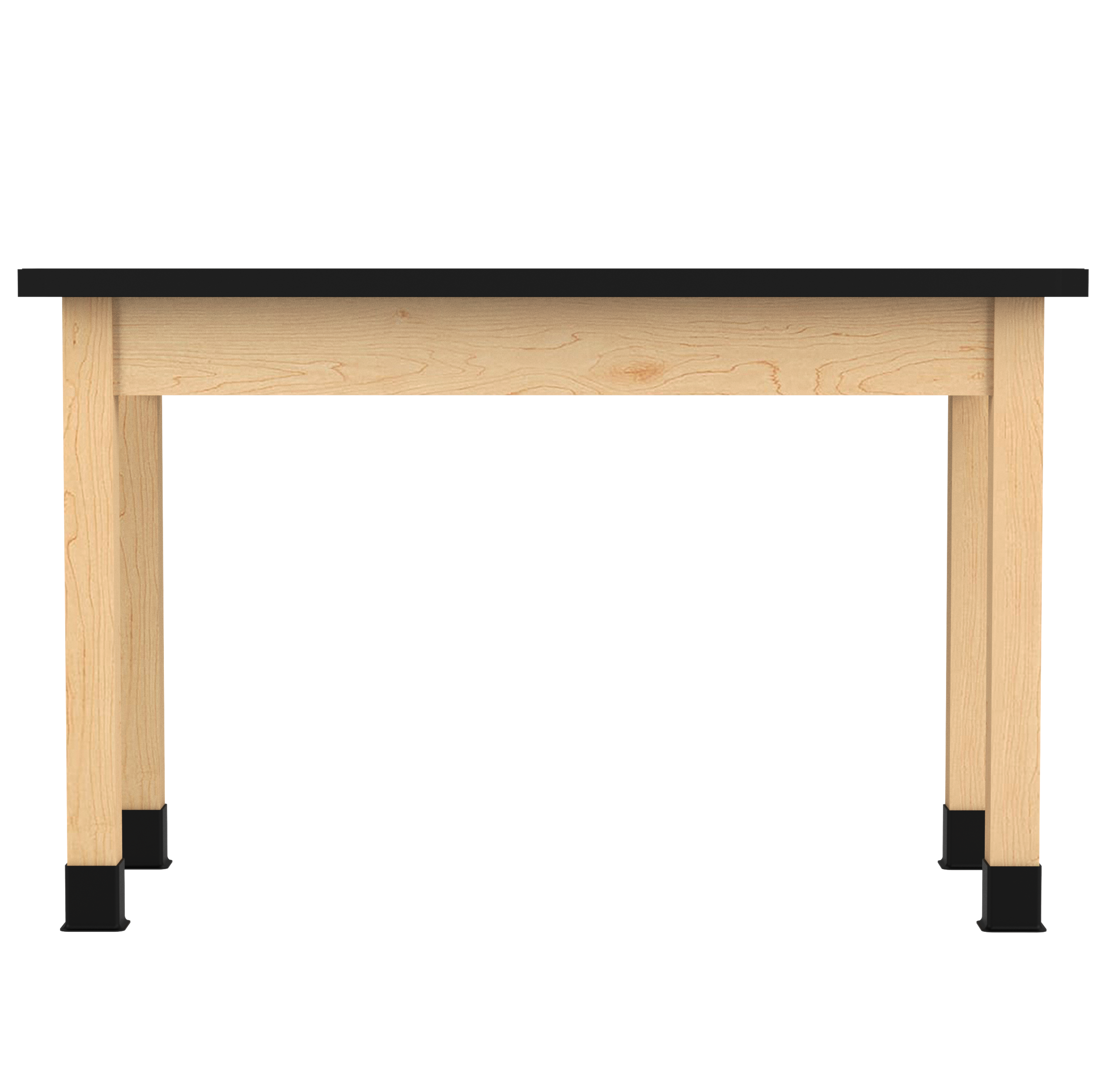 PerpetuLab Wooden Leg Tables with Plain Apron  - Light Hardwood, ChemGuard w/3mm Edge, 48"W x 24"D x 30-1/4"H