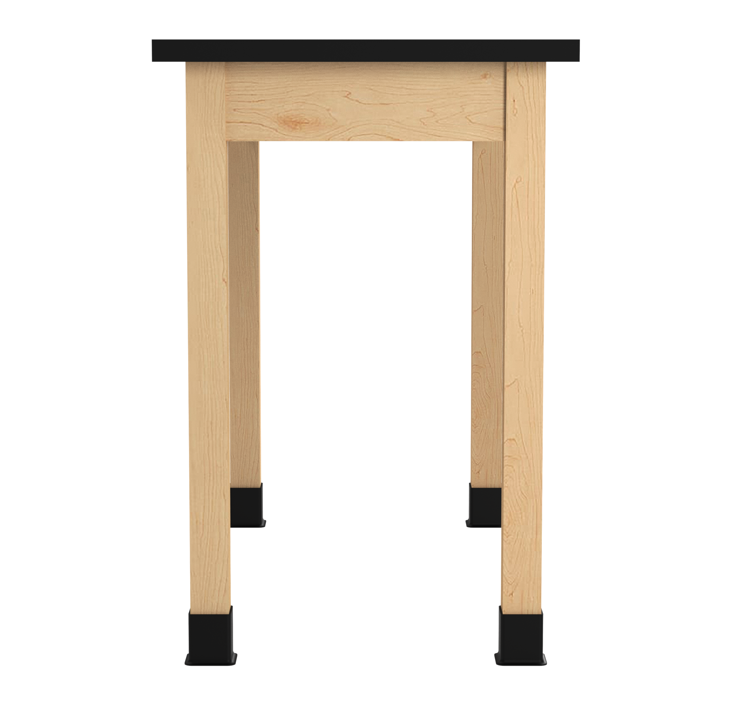 PerpetuLab Wooden Leg Tables with Plain Apron  - Light Hardwood, ChemGuard w/3mm Edge, 48"W x 24"D x 36-1/4"H