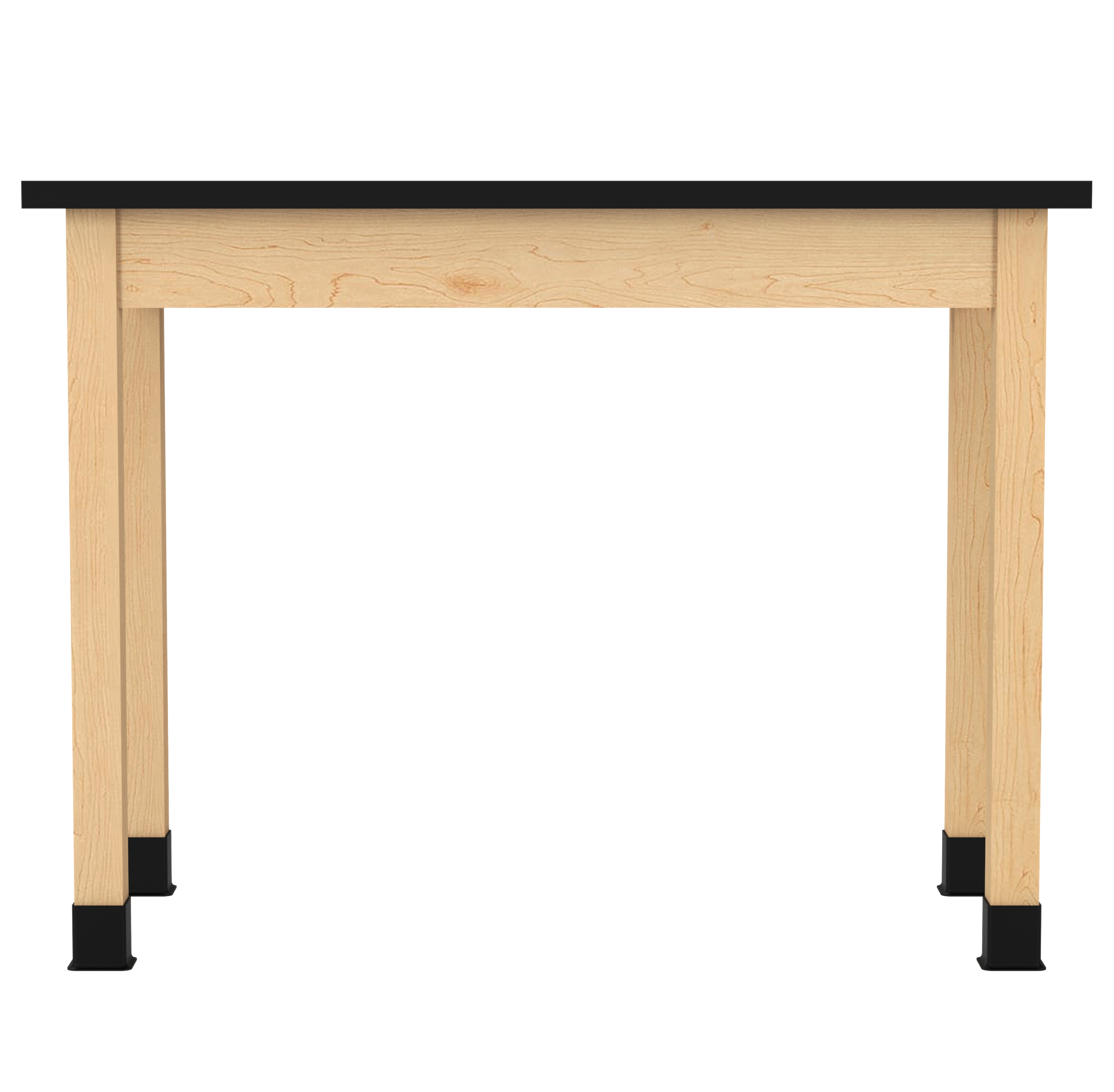 PerpetuLab Wooden Leg Tables with Plain Apron  - Light Hardwood, ChemGuard w/3mm Edge, 48"W x 24"D x 36-1/4"H