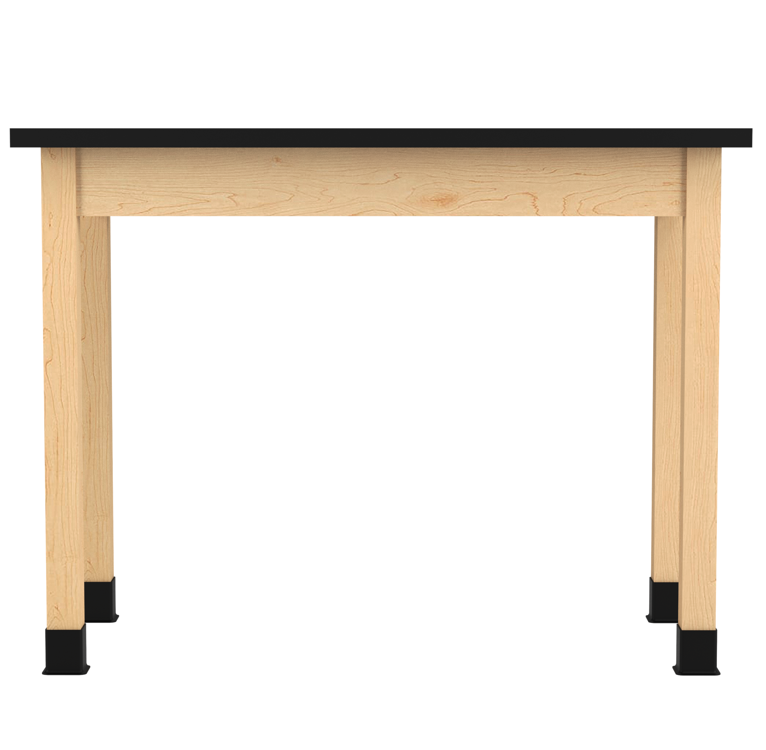 PerpetuLab Wooden Leg Tables with Plain Apron  - Light Hardwood, ChemGuard w/3mm Edge, 48"W x 24"D x 36-1/4"H