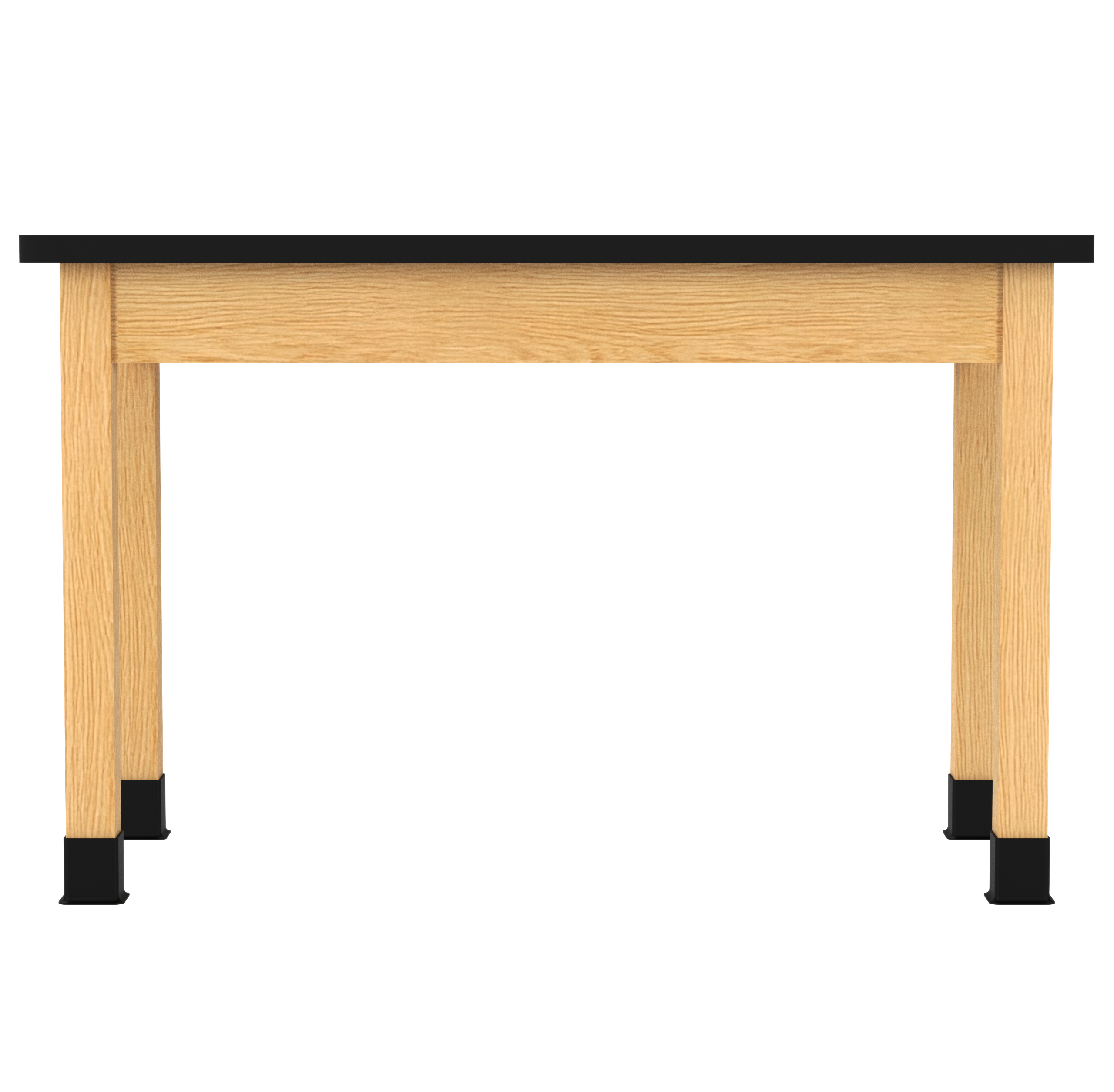 PerpetuLab Wooden Leg Tables with Plain Apron  - Red Oak, HPL Laminatew/3mm Edge, 48"W x 24"D x 30-1/4"H