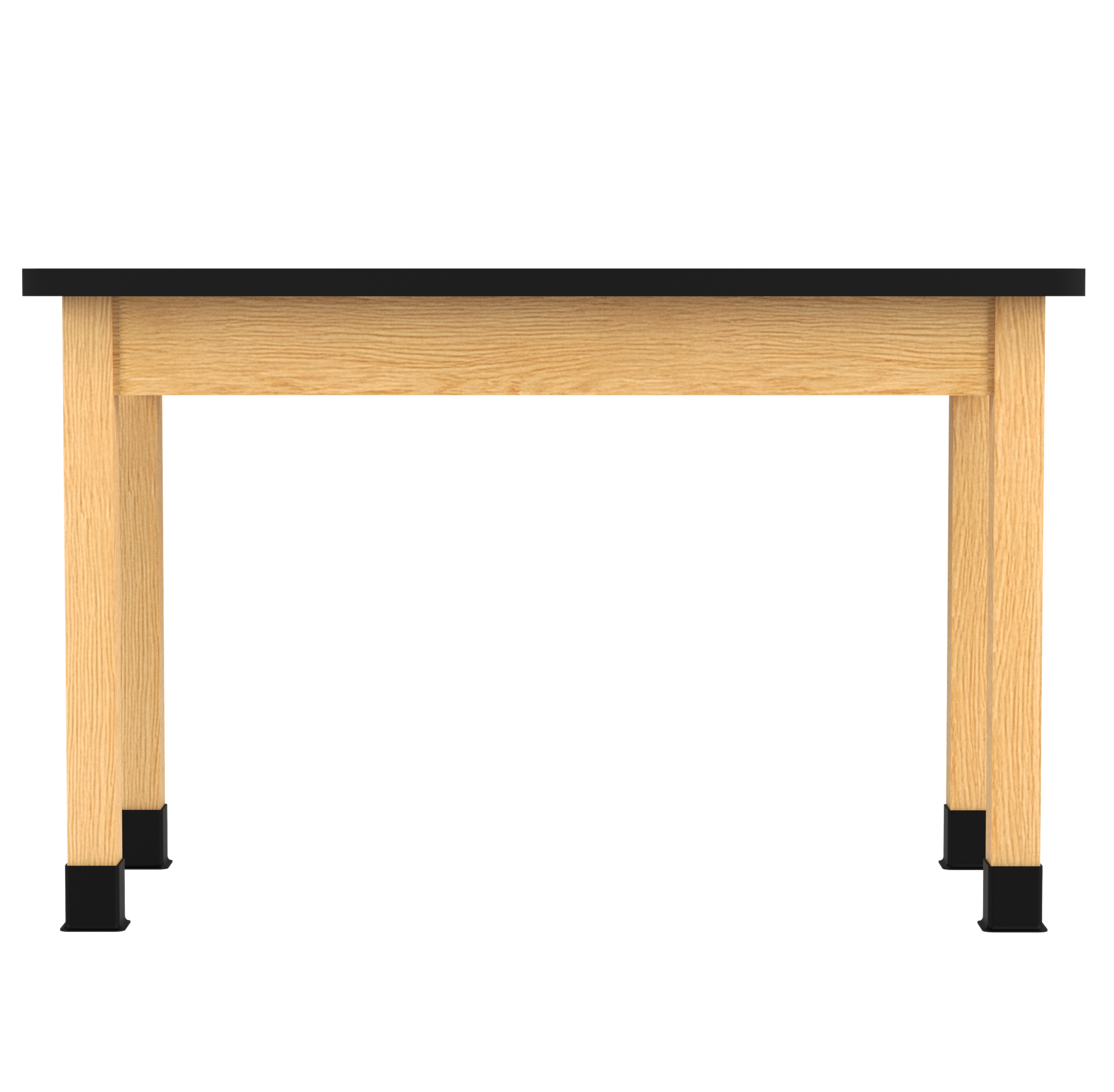 PerpetuLab Wooden Leg Tables with Plain Apron  - Red Oak, HPL Laminatew/3mm Edge, 48"W x 24"D x 30-1/4"H