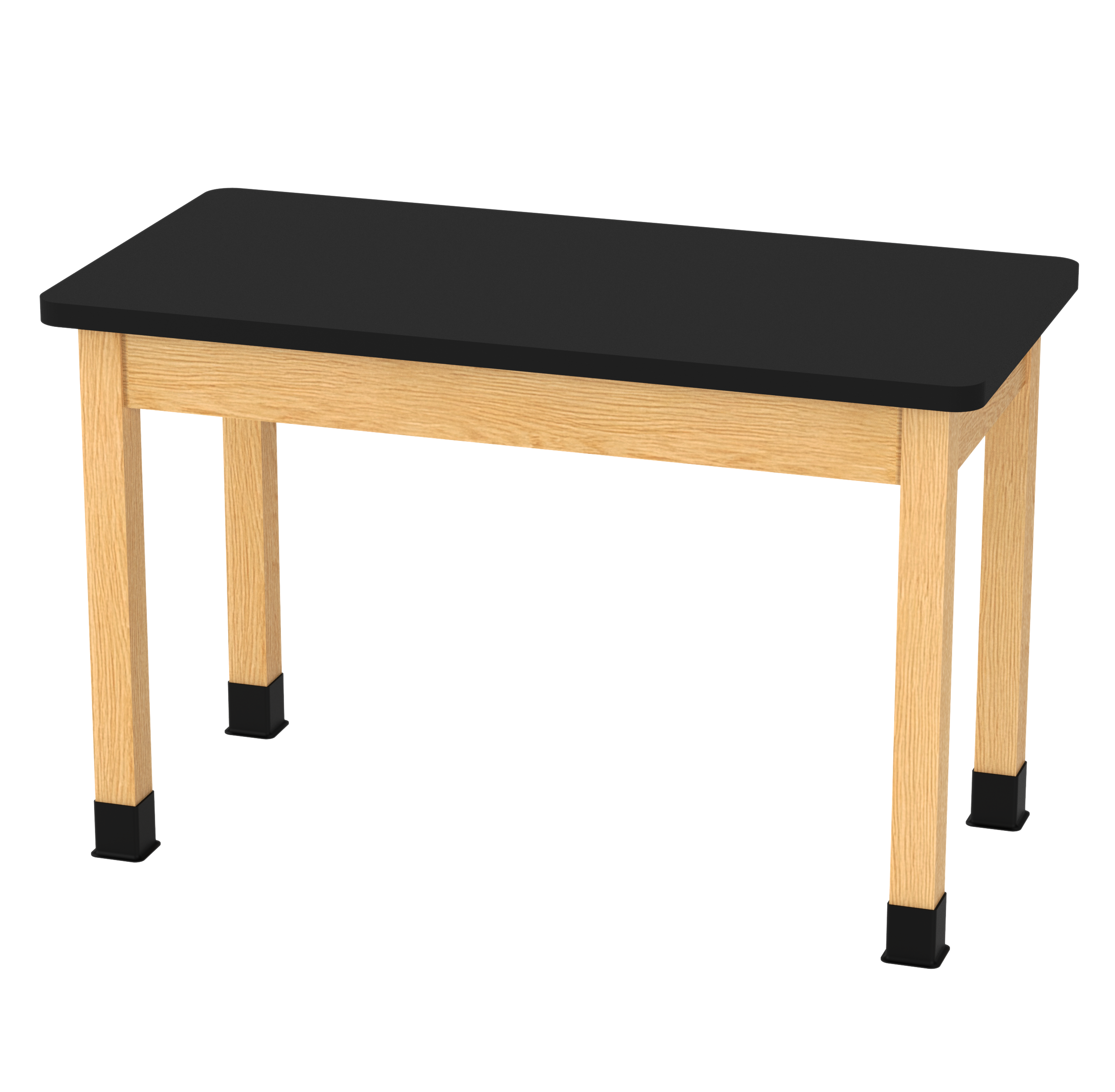 PerpetuLab Wooden Leg Tables with Plain Apron  - Red Oak, HPL Laminatew/3mm Edge, 48"W x 24"D x 30-1/4"H