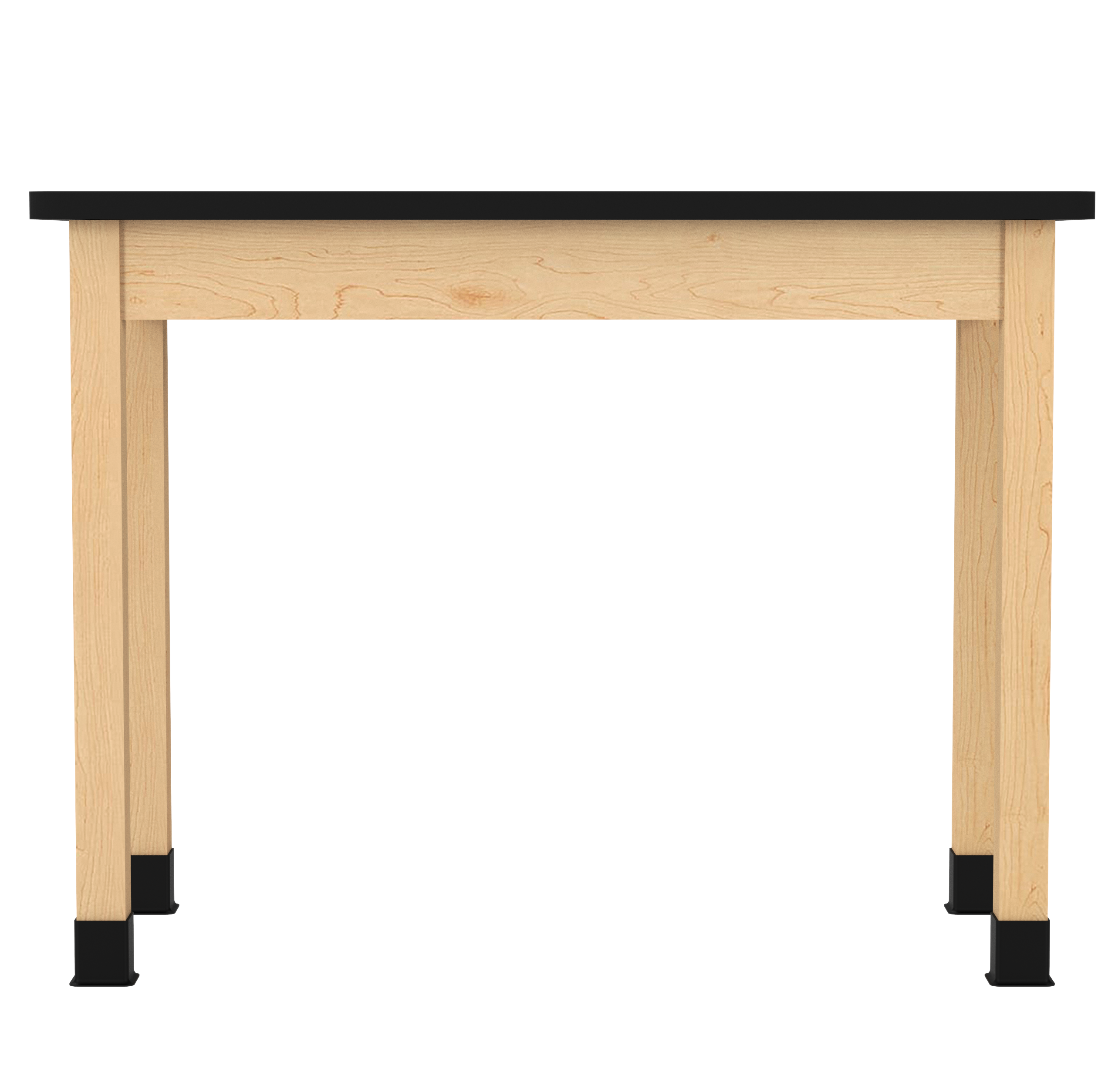 PerpetuLab Wooden Leg Tables with Plain Apron  - Light Hardwood, HPL Laminatew/3mm Edge, 48"W x 24"D x 36-1/4"H
