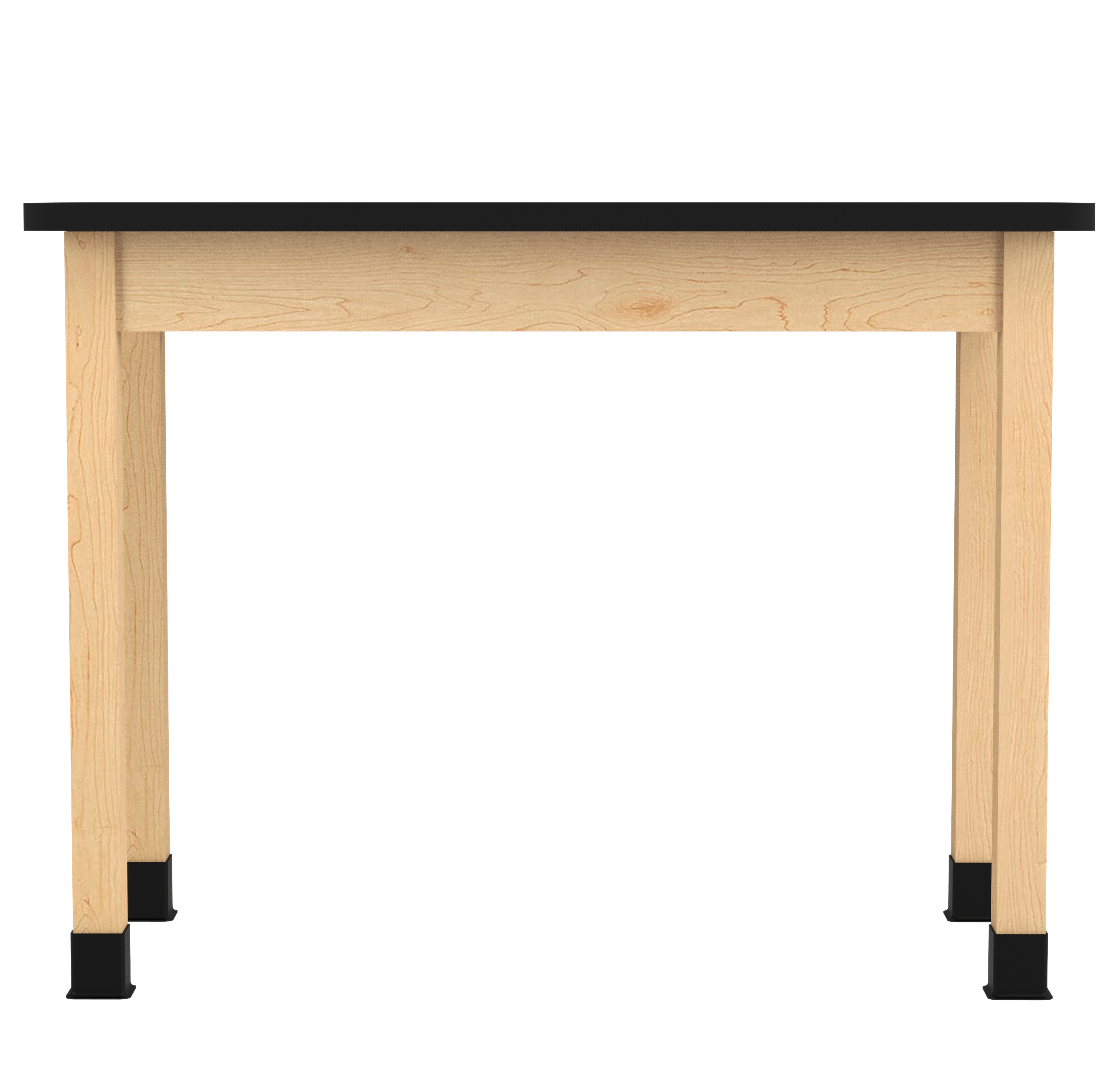 PerpetuLab Wooden Leg Tables with Plain Apron  - Light Hardwood, HPL Laminatew/3mm Edge, 48"W x 24"D x 36-1/4"H
