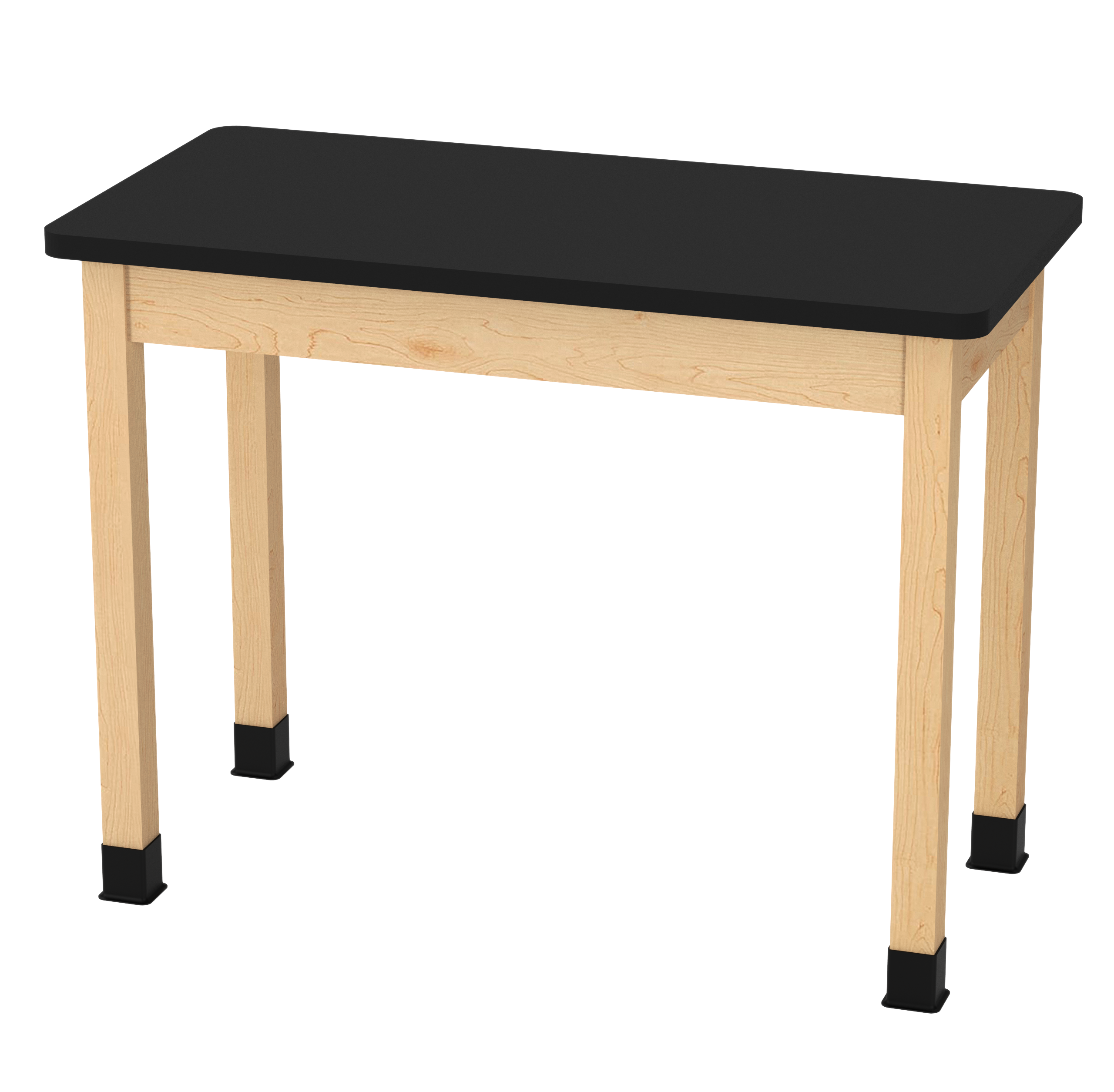 PerpetuLab Wooden Leg Tables with Plain Apron  - Light Hardwood, HPL Laminatew/3mm Edge, 48"W x 24"D x 36-1/4"H
