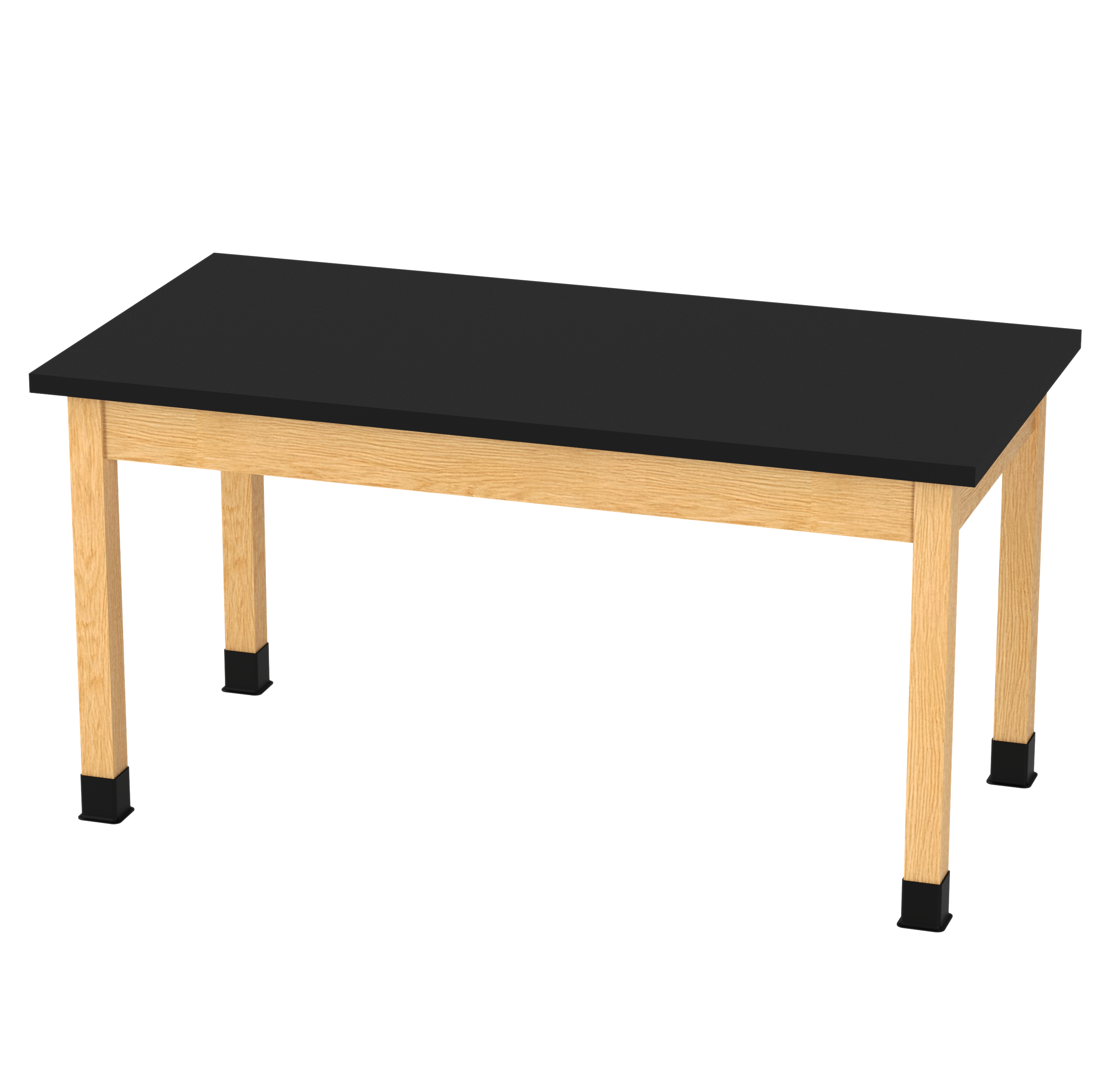 PerpetuLab Wooden Leg Tables with Plain Apron  - Red Oak, ChemGuard w/3mm Edge, 60"W x 30"D x 30-1/4"H