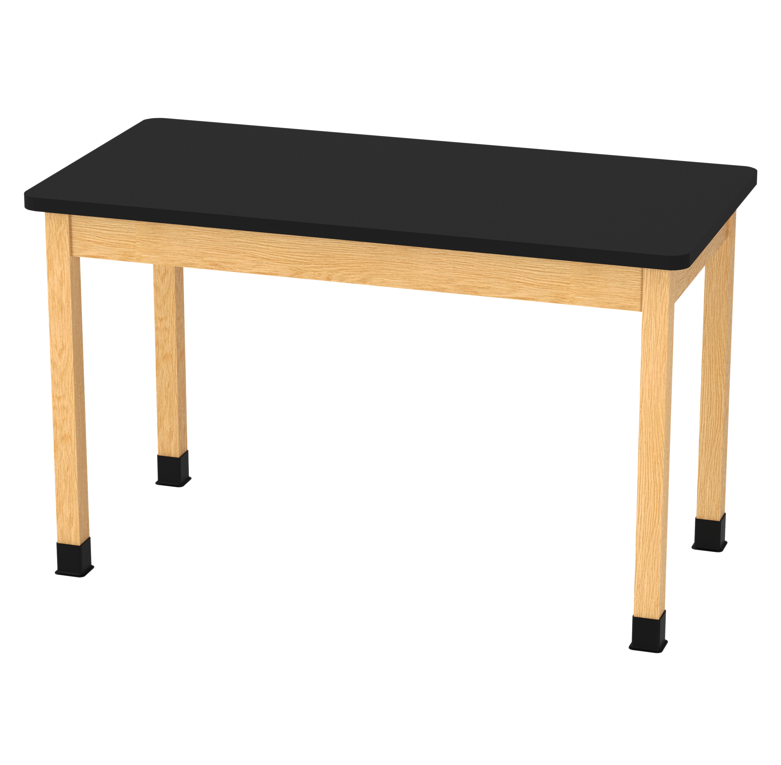 PerpetuLab Wooden Leg Tables with Plain Apron  - Red Oak, HPL Laminatew/3mm Edge, 60"W x 30"D x 36-1/4"H