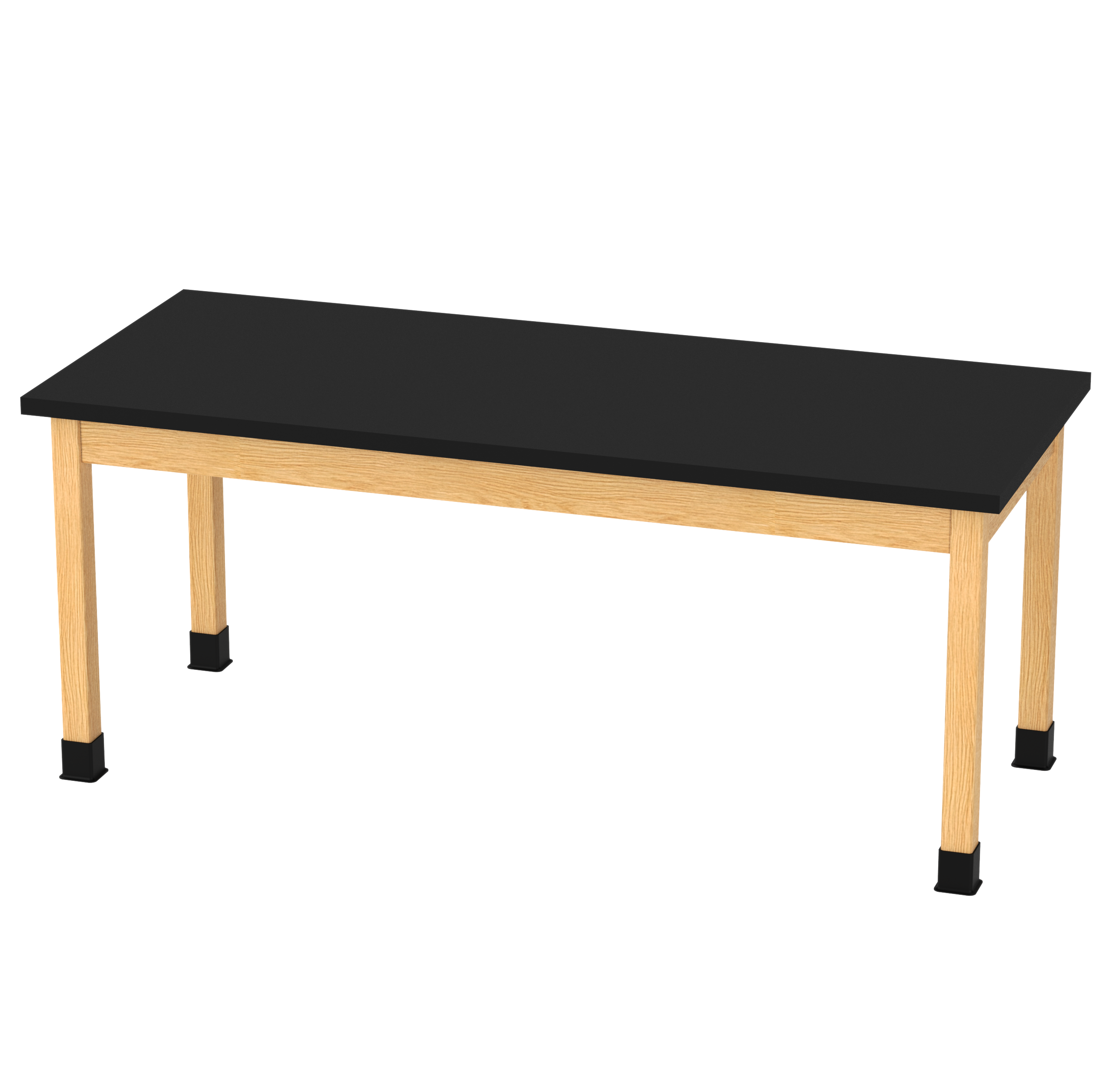 PerpetuLab Wooden Leg Tables with Plain Apron  - Red Oak, ChemGuard w/3mm Edge, 72"W x 30"D x 30-1/4"H