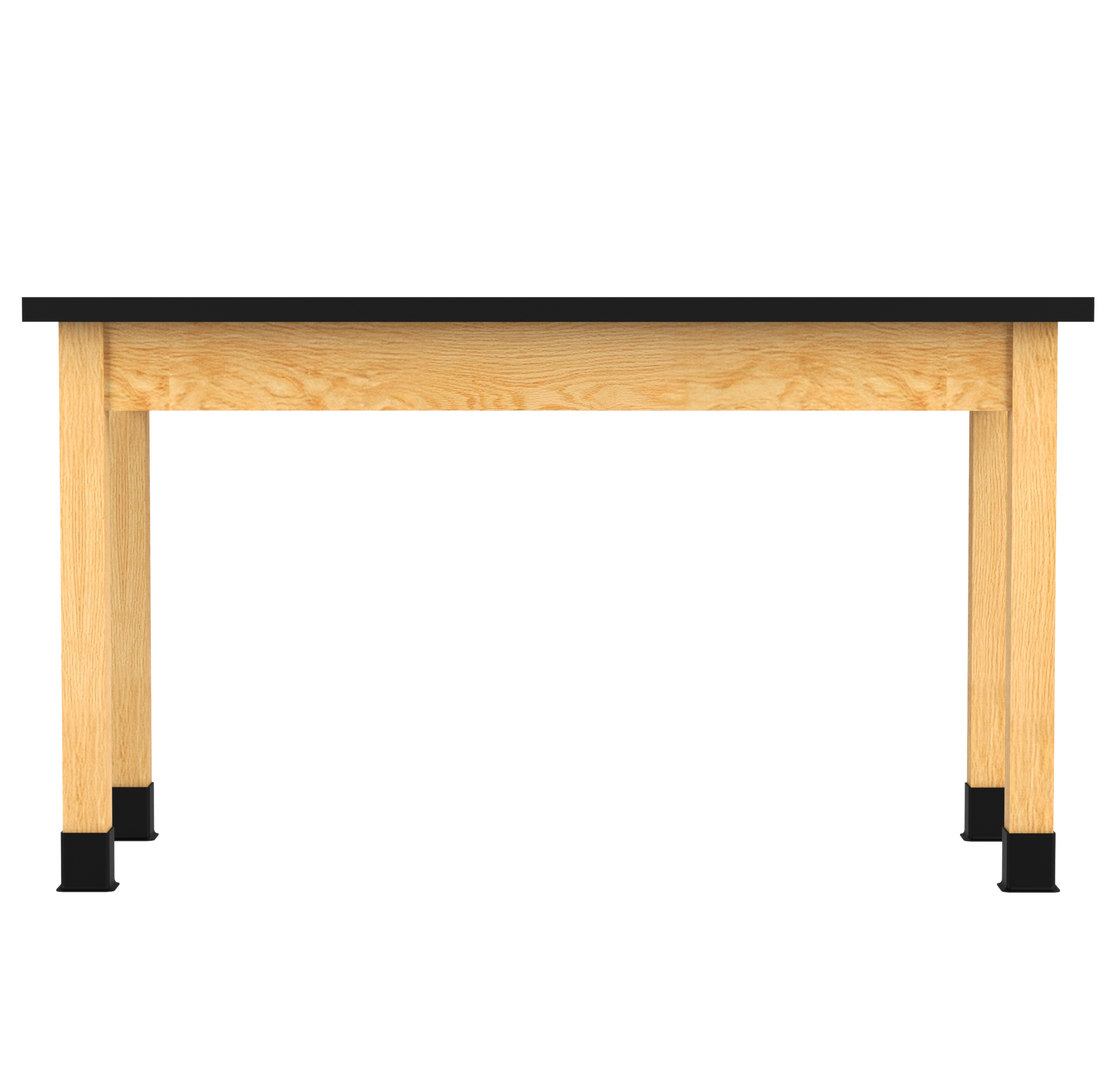 PerpetuLab Wooden Leg Tables with Plain Apron  - Red Oak, ChemGuard w/3mm Edge, 54"W x 24"D x 30-1/4"H