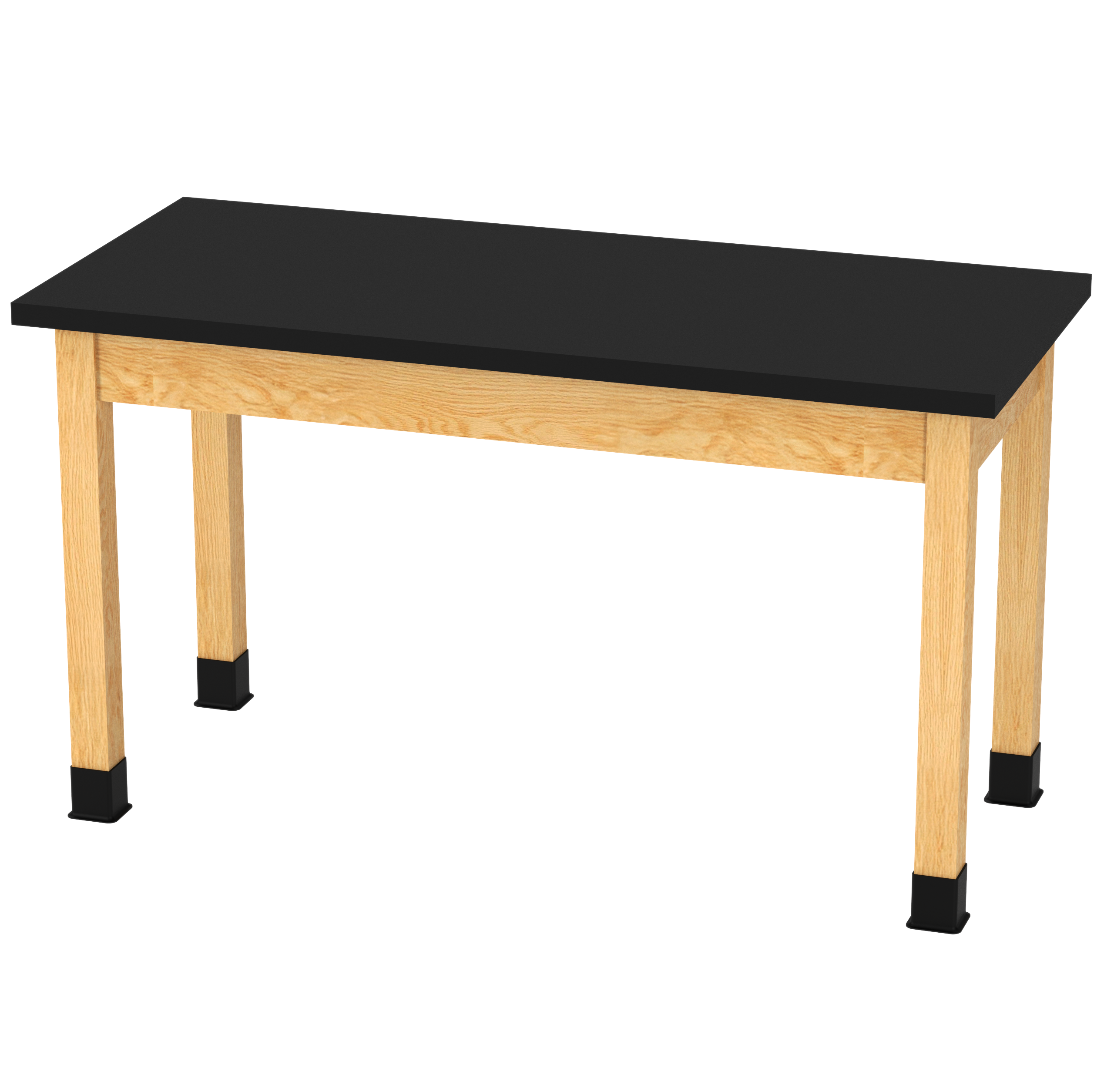 PerpetuLab Wooden Leg Tables with Plain Apron  - Red Oak, ChemGuard w/3mm Edge, 54"W x 24"D x 30-1/4"H