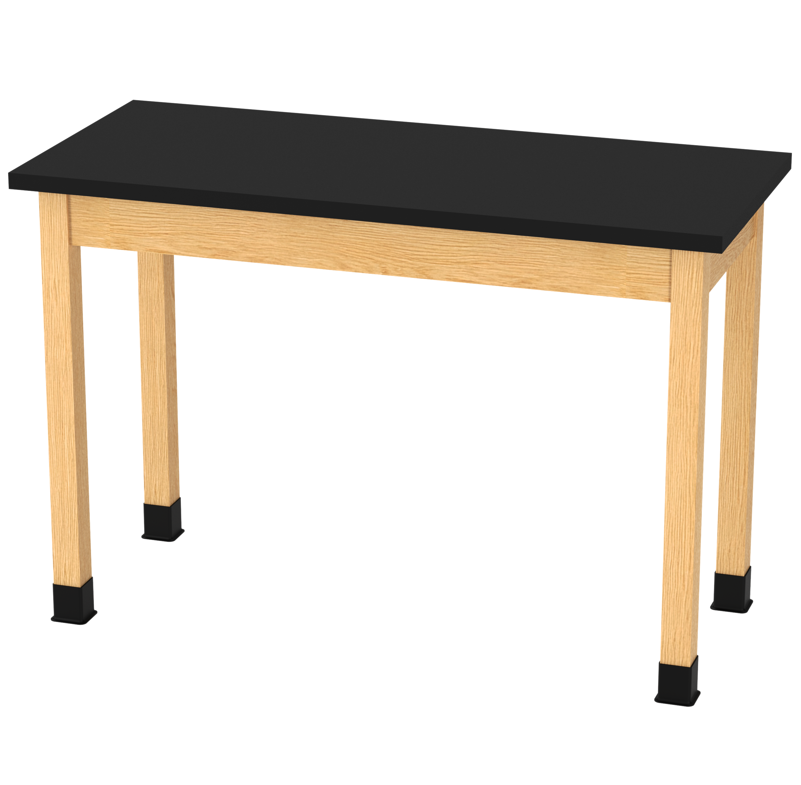 PerpetuLab Wooden Leg Tables with Plain Apron  - Red Oak, ChemGuard w/3mm Edge, 54"W x 24"D x 36-1/4"H