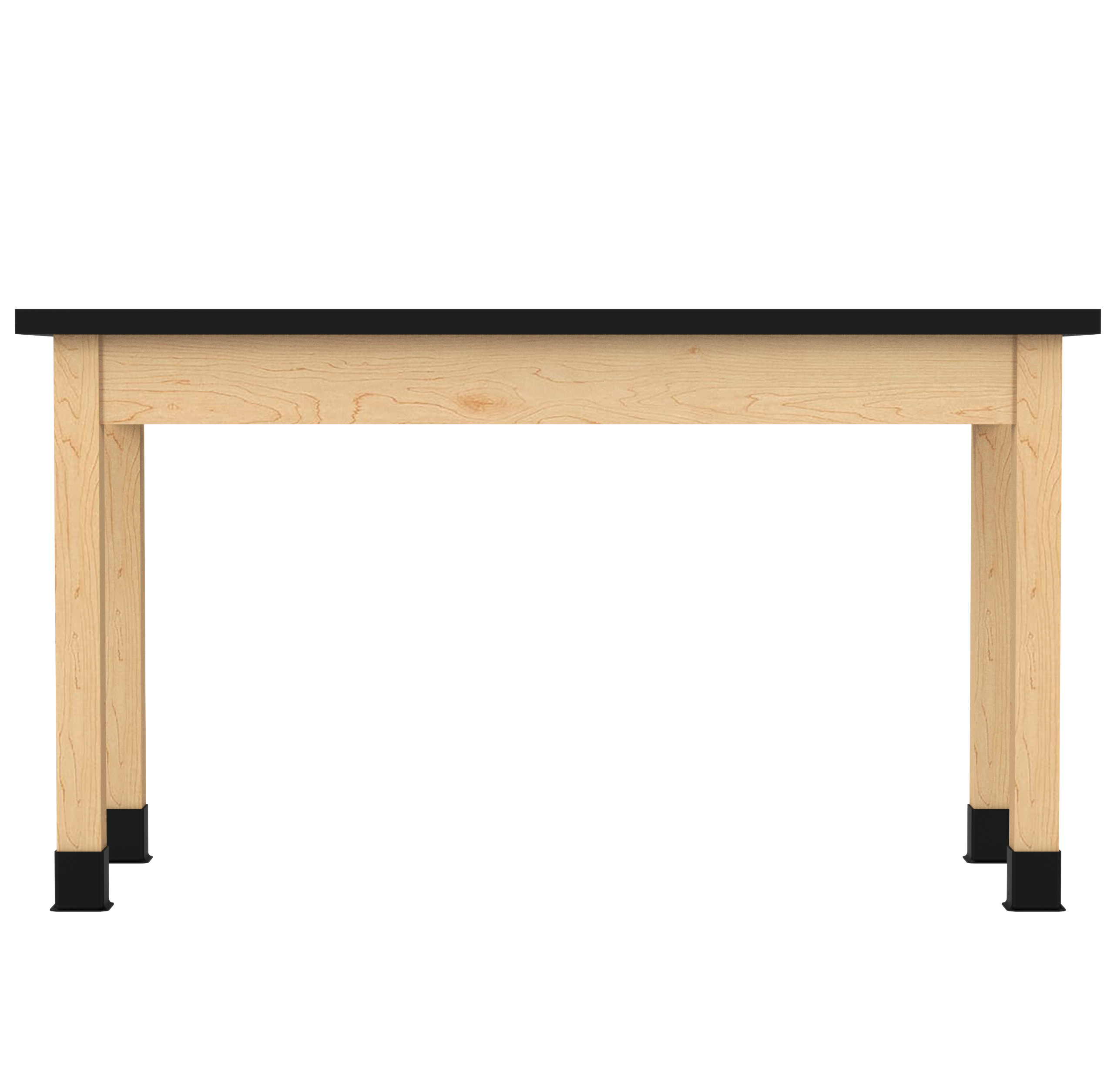 PerpetuLab Wooden Leg Tables with Plain Apron  - Light Hardwood, ChemGuard w/3mm Edge, 54"W x 24"D x 30-1/4"H
