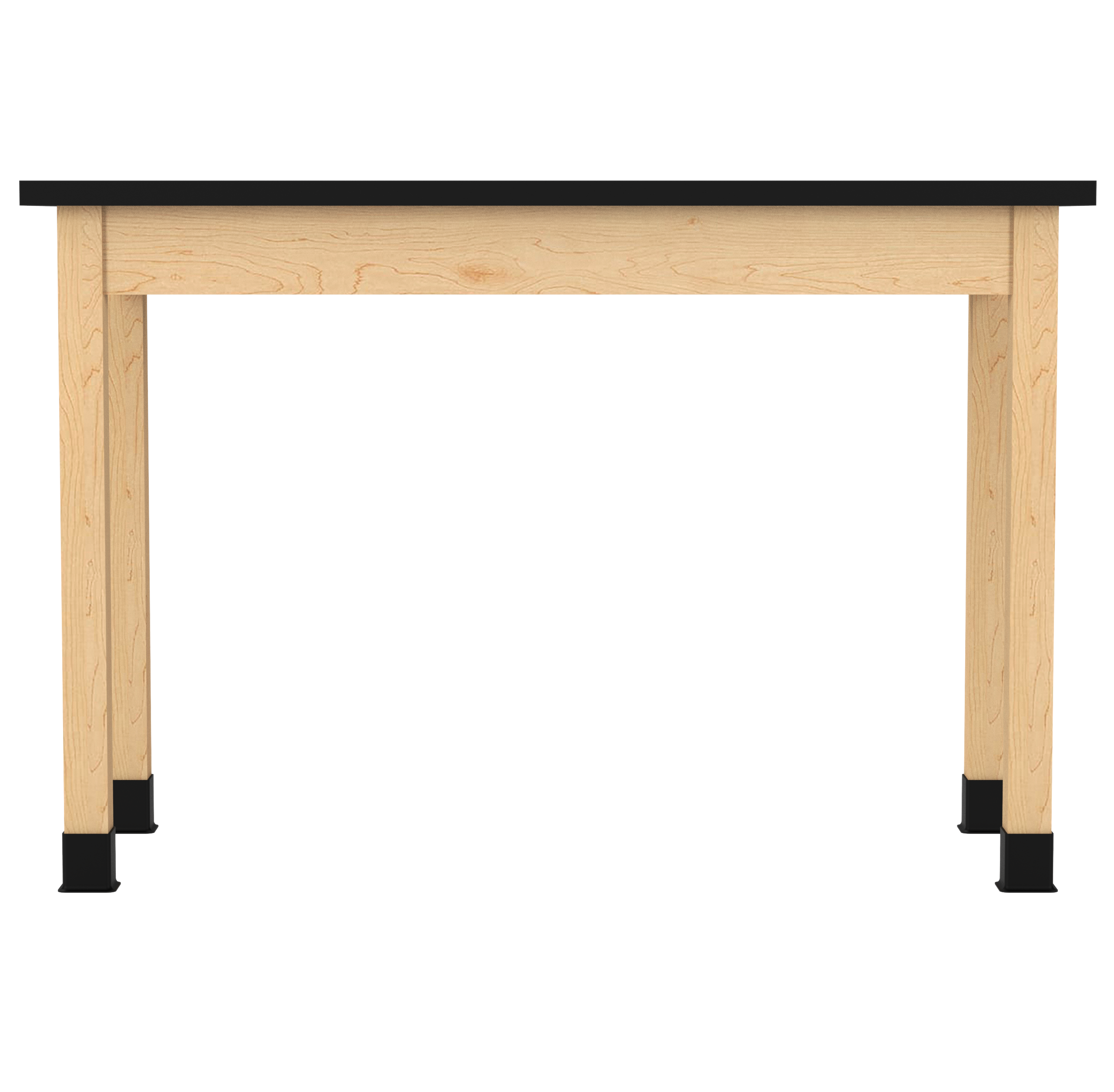 PerpetuLab Wooden Leg Tables with Plain Apron  - Light Hardwood, ChemGuard w/3mm Edge, 54"W x 24"D x 36-1/4"H
