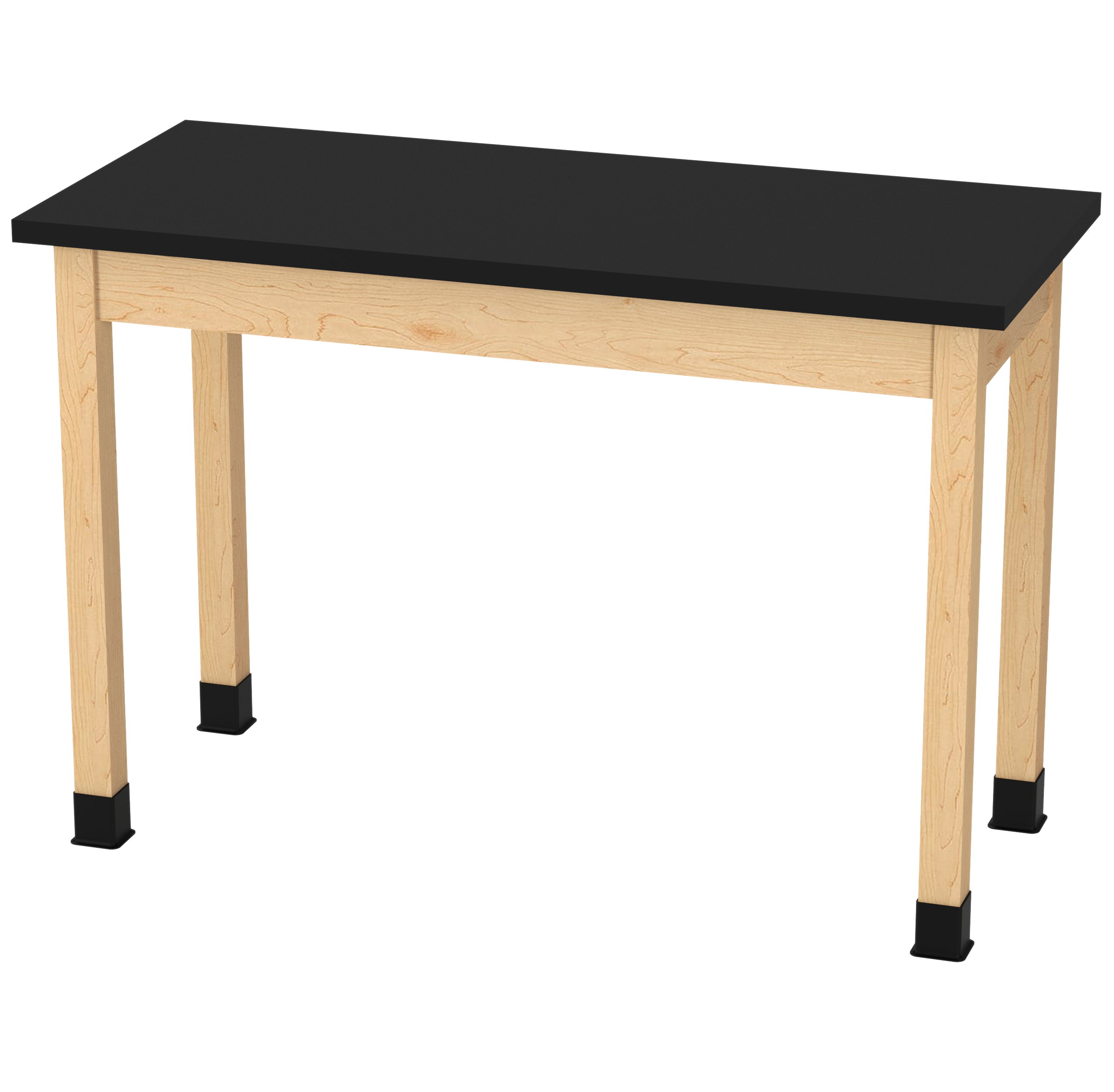 PerpetuLab Wooden Leg Tables with Plain Apron  - Light Hardwood, ChemGuard w/3mm Edge, 54"W x 24"D x 36-1/4"H