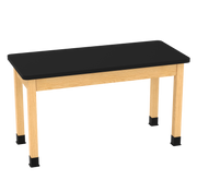 PerpetuLab Wooden Leg Tables with Plain Apron  - Red Oak, HPL Laminatew/3mm Edge, 54"W x 24"D x 30-1/4"H