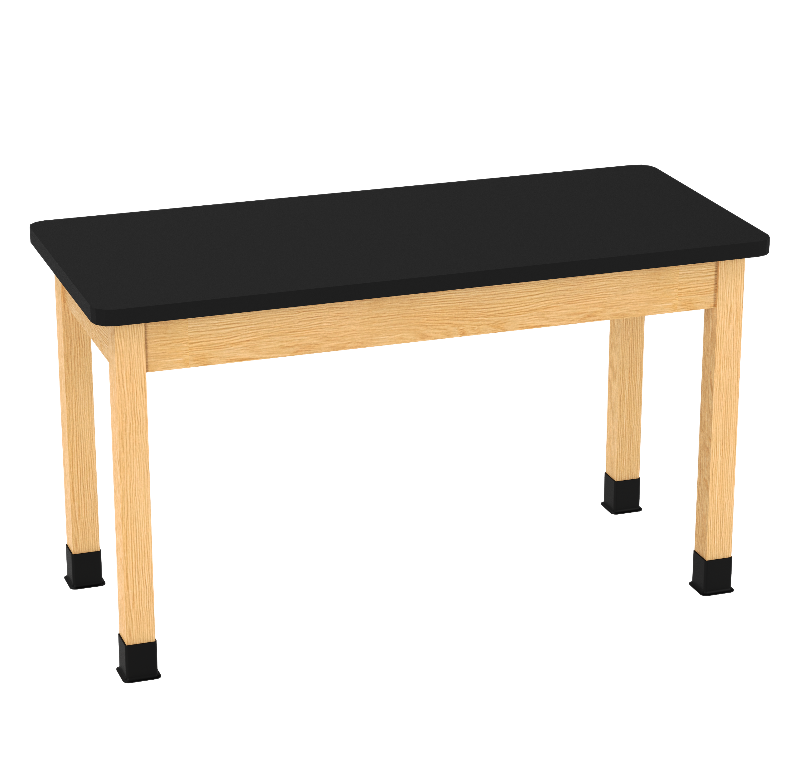 PerpetuLab Wooden Leg Tables with Plain Apron  - Red Oak, HPL Laminatew/3mm Edge, 54"W x 24"D x 30-1/4"H