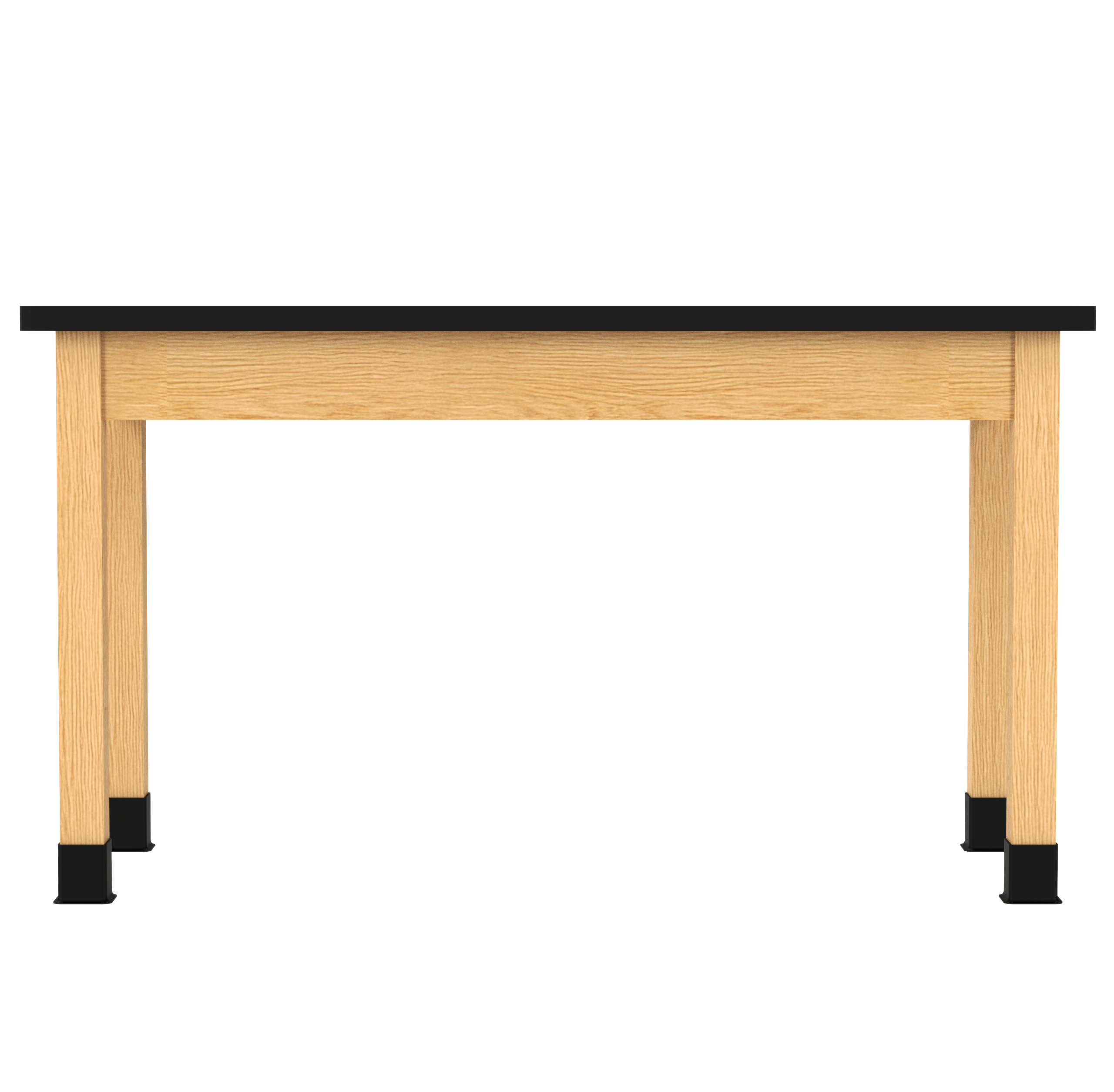 PerpetuLab Wooden Leg Tables with Plain Apron  - Red Oak, HPL Laminatew/3mm Edge, 54"W x 24"D x 30-1/4"H