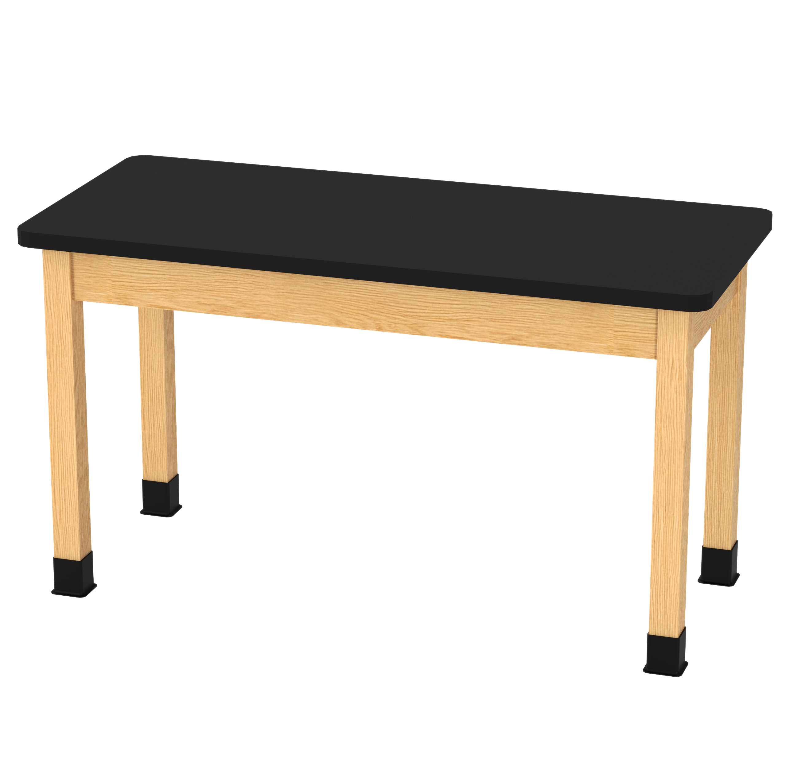 PerpetuLab Wooden Leg Tables with Plain Apron  - Red Oak, HPL Laminatew/3mm Edge, 54"W x 24"D x 30-1/4"H