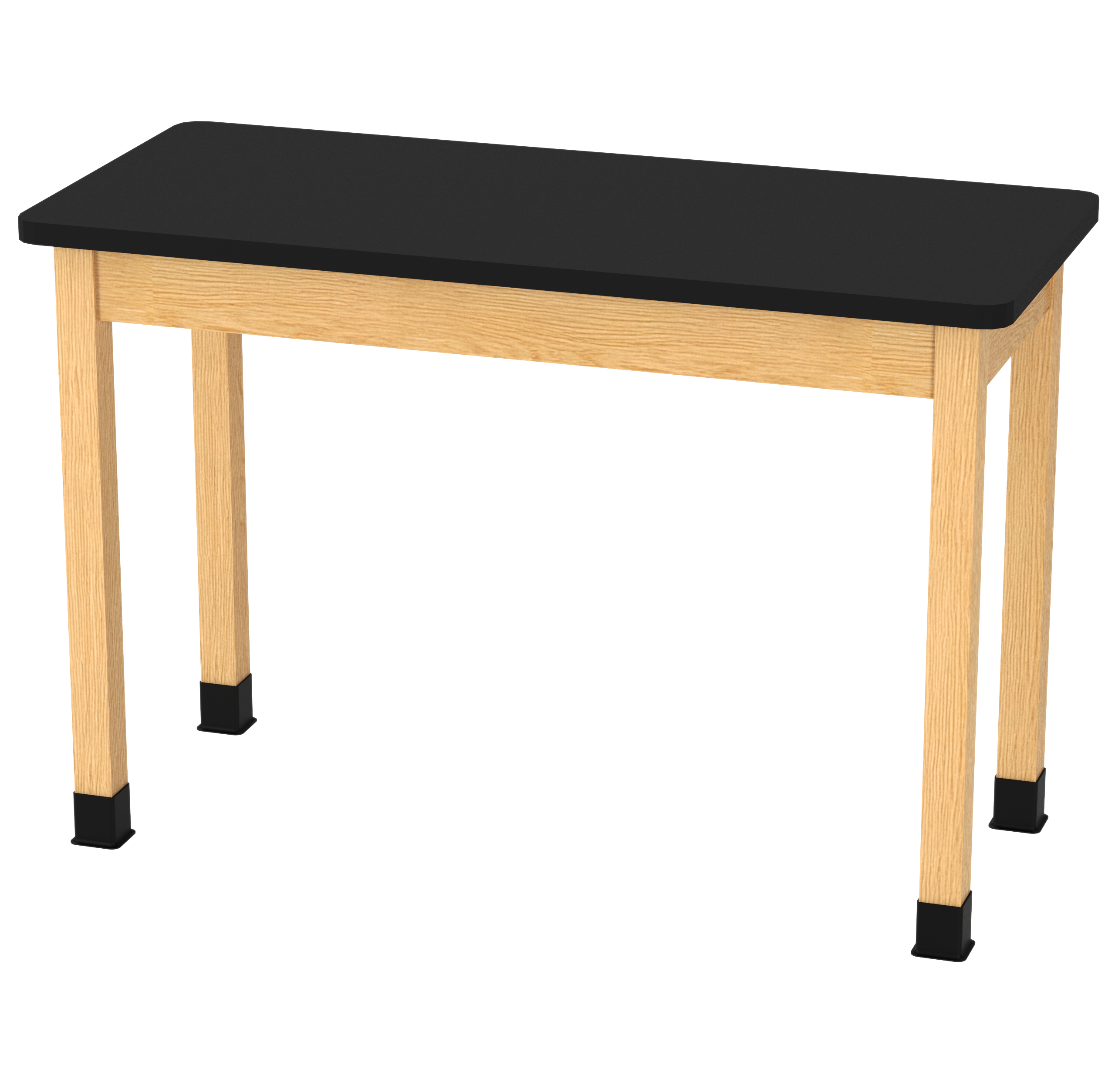 PerpetuLab Wooden Leg Tables with Plain Apron  - Red Oak, HPL Laminatew/3mm Edge, 54"W x 24"D x 36-1/4"H
