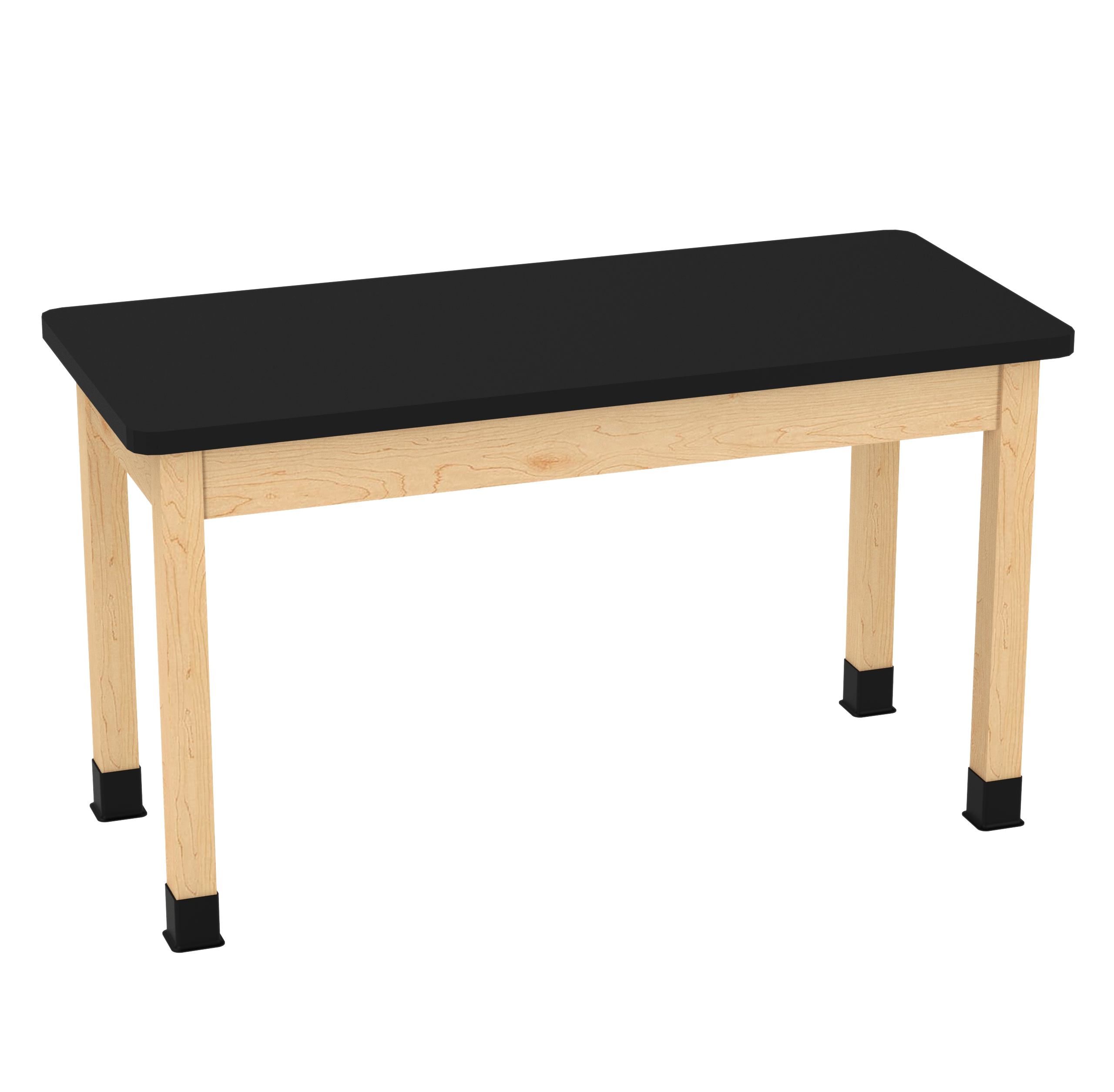 PerpetuLab Wooden Leg Tables with Plain Apron  - Light Hardwood, HPL Laminatew/3mm Edge, 54"W x 24"D x 30-1/4"H