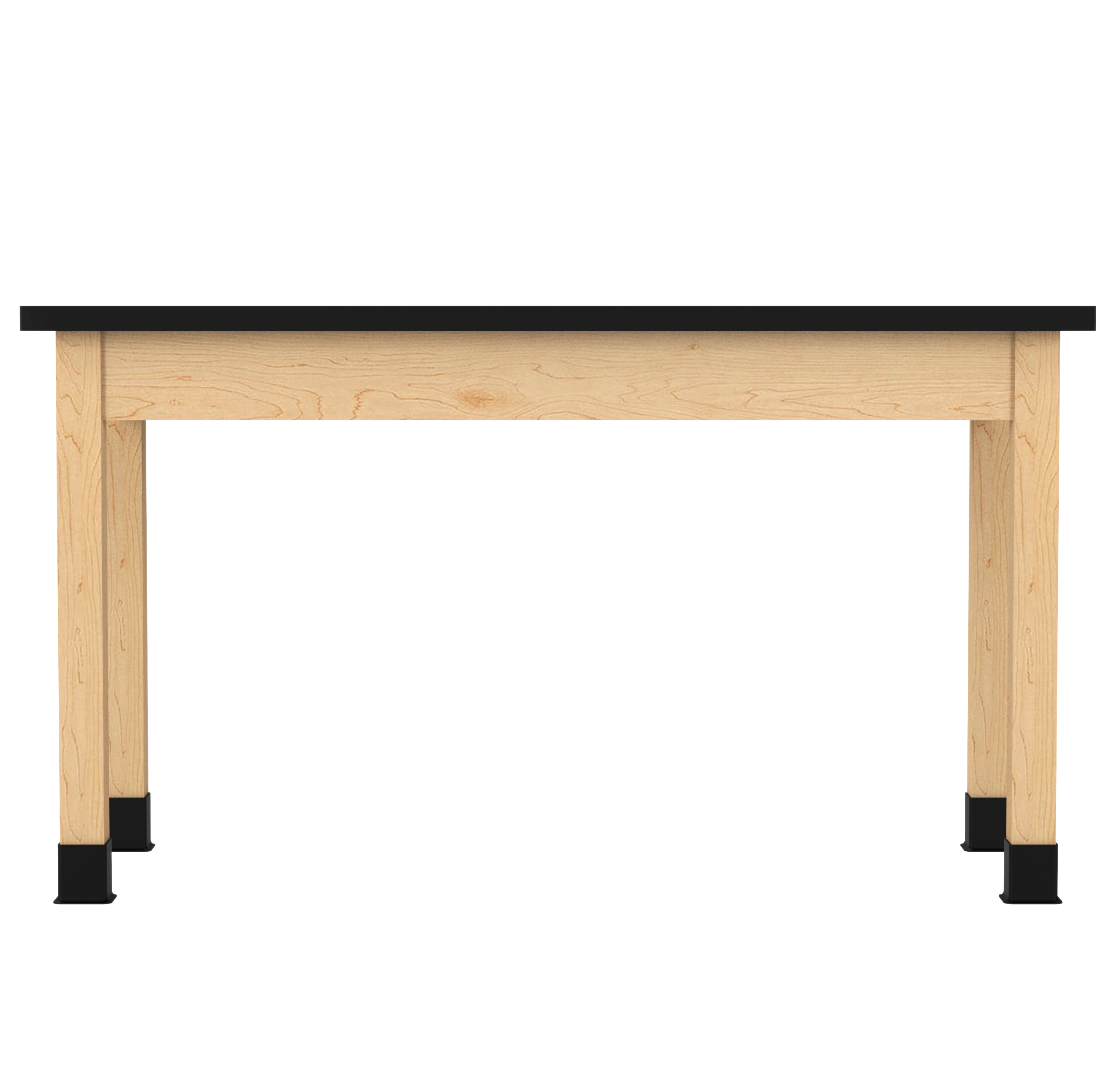 PerpetuLab Wooden Leg Tables with Plain Apron  - Light Hardwood, HPL Laminatew/3mm Edge, 54"W x 24"D x 30-1/4"H