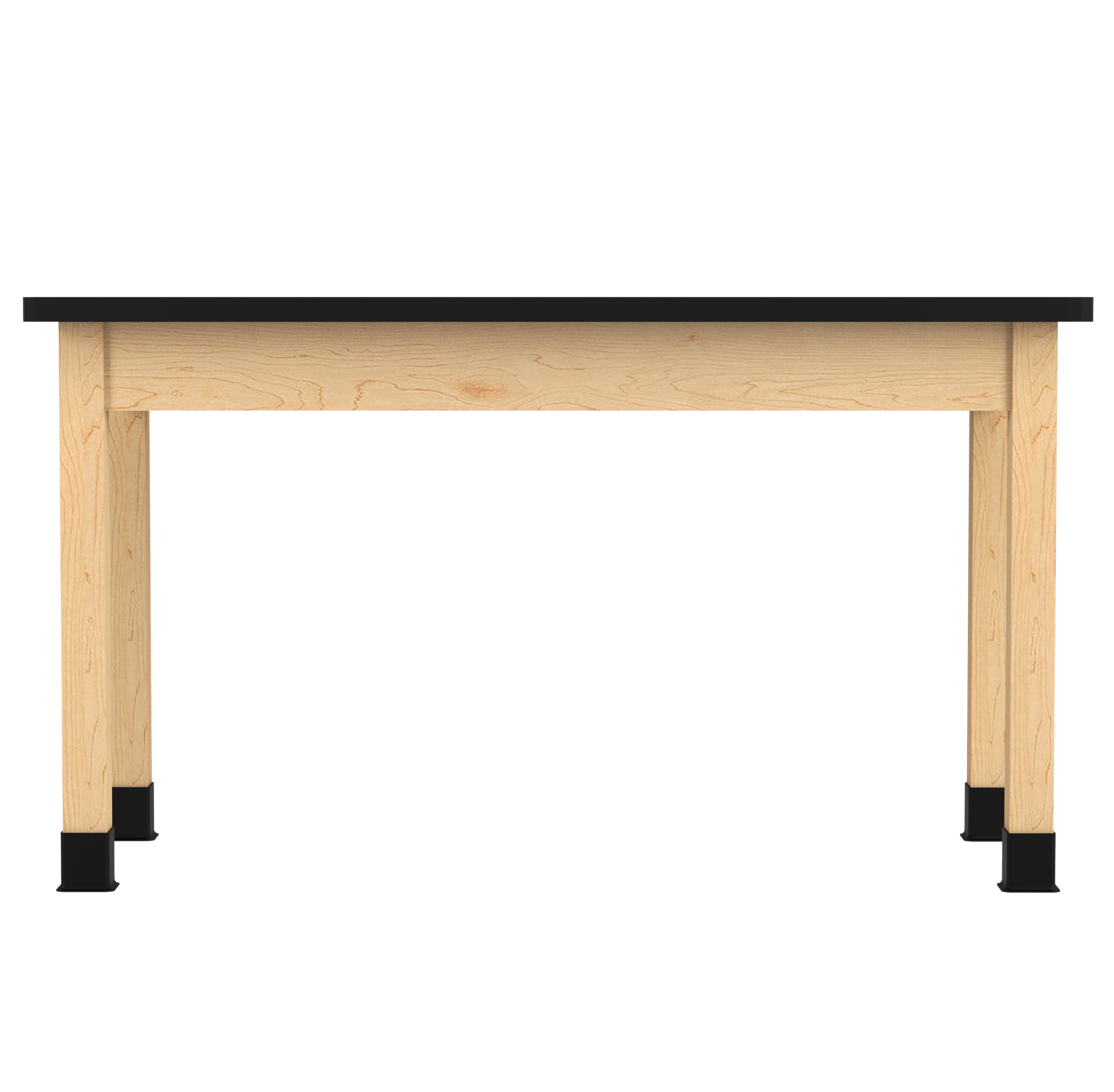 PerpetuLab Wooden Leg Tables with Plain Apron  - Light Hardwood, HPL Laminatew/3mm Edge, 54"W x 24"D x 30-1/4"H