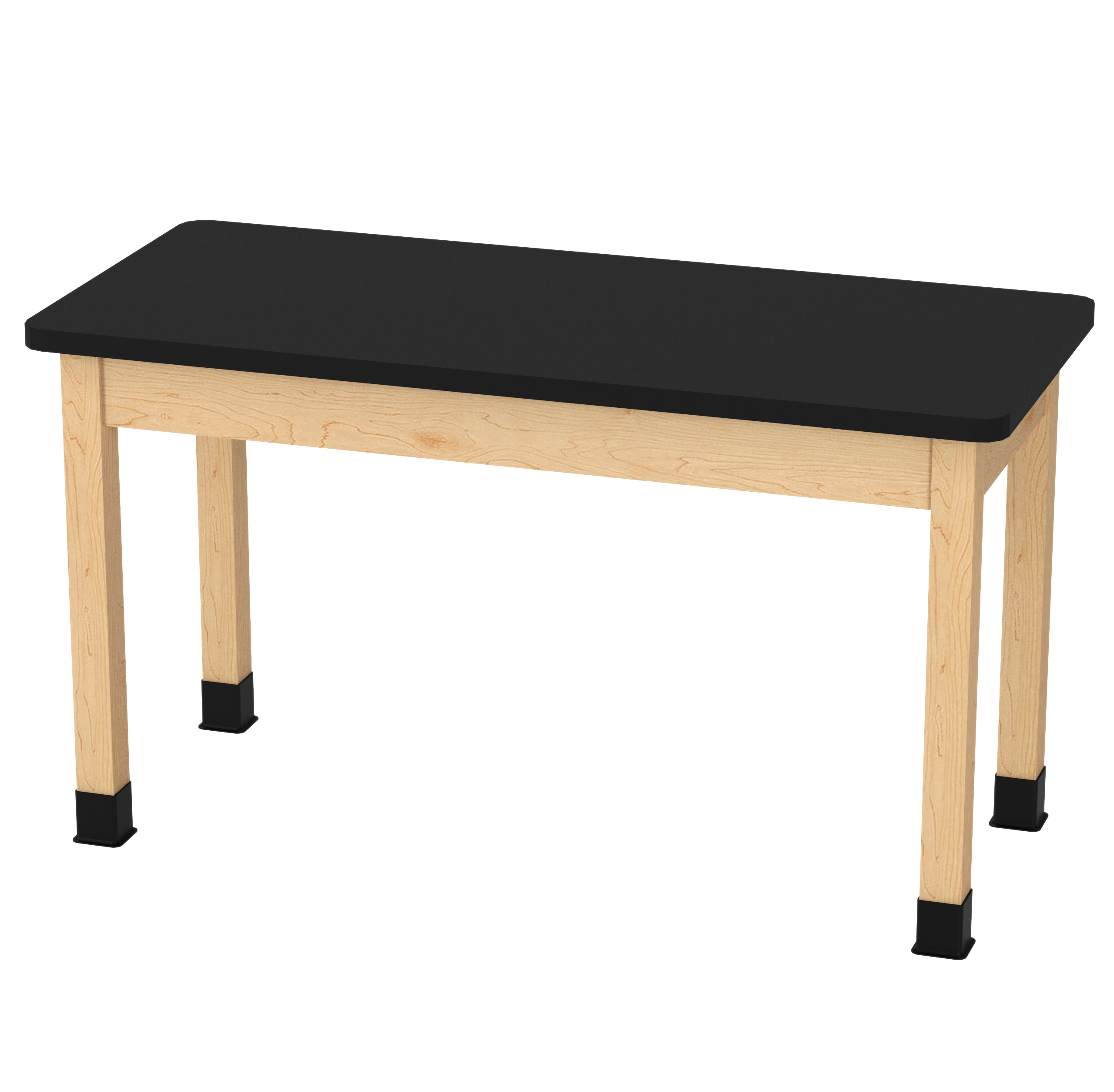 PerpetuLab Wooden Leg Tables with Plain Apron  - Light Hardwood, HPL Laminatew/3mm Edge, 54"W x 24"D x 30-1/4"H