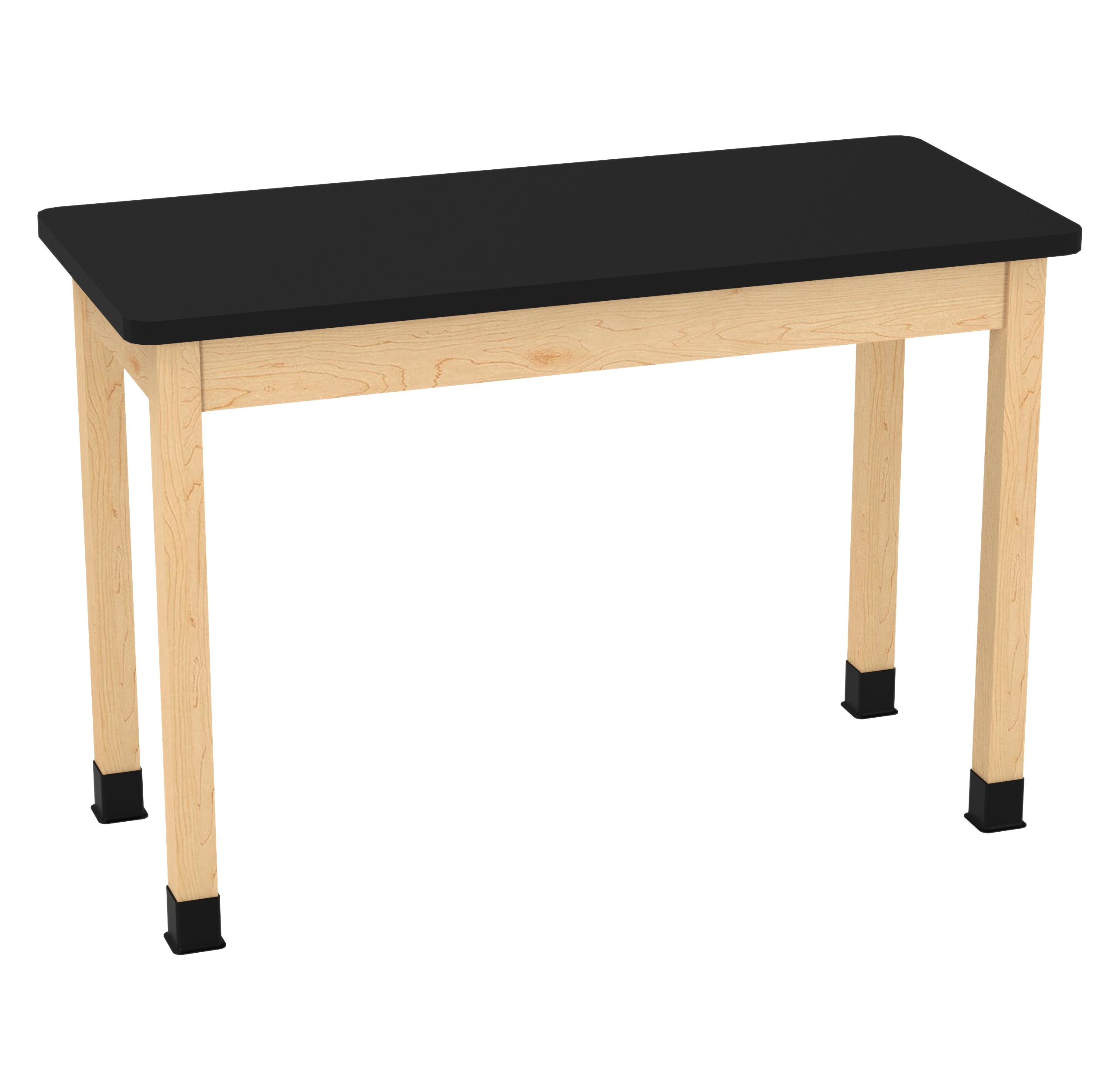 PerpetuLab Wooden Leg Tables with Plain Apron  - Light Hardwood, HPL Laminatew/3mm Edge, 54"W x 24"D x 36-1/4"H