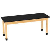 PerpetuLab Wooden Leg Tables with Plain Apron  - Red Oak, ChemGuard w/3mm Edge, 72"W x 24"D x 30-1/4"H