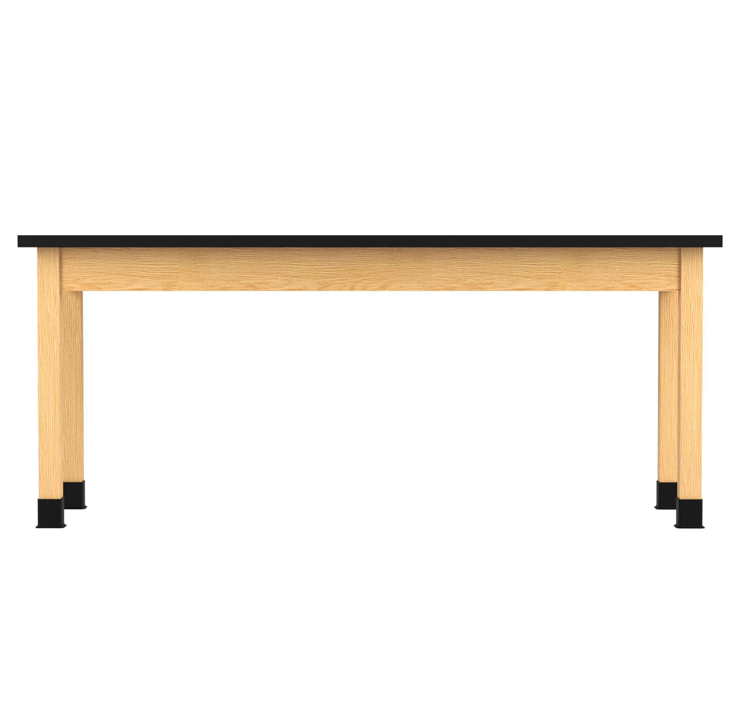 PerpetuLab Wooden Leg Tables with Plain Apron  - Red Oak, ChemGuard w/3mm Edge, 72"W x 24"D x 30-1/4"H