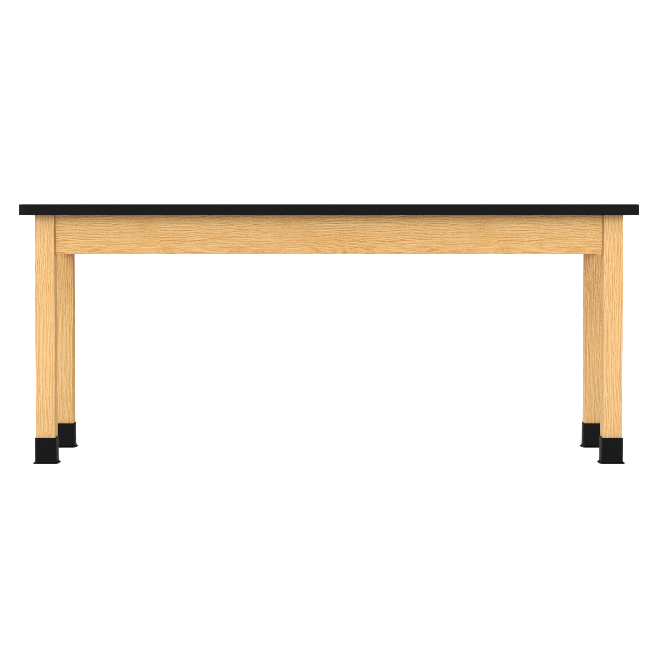 PerpetuLab Wooden Leg Tables with Plain Apron  - Red Oak, HPL Laminatew/3mm Edge, 72"W x 24"D x 30-1/4"H