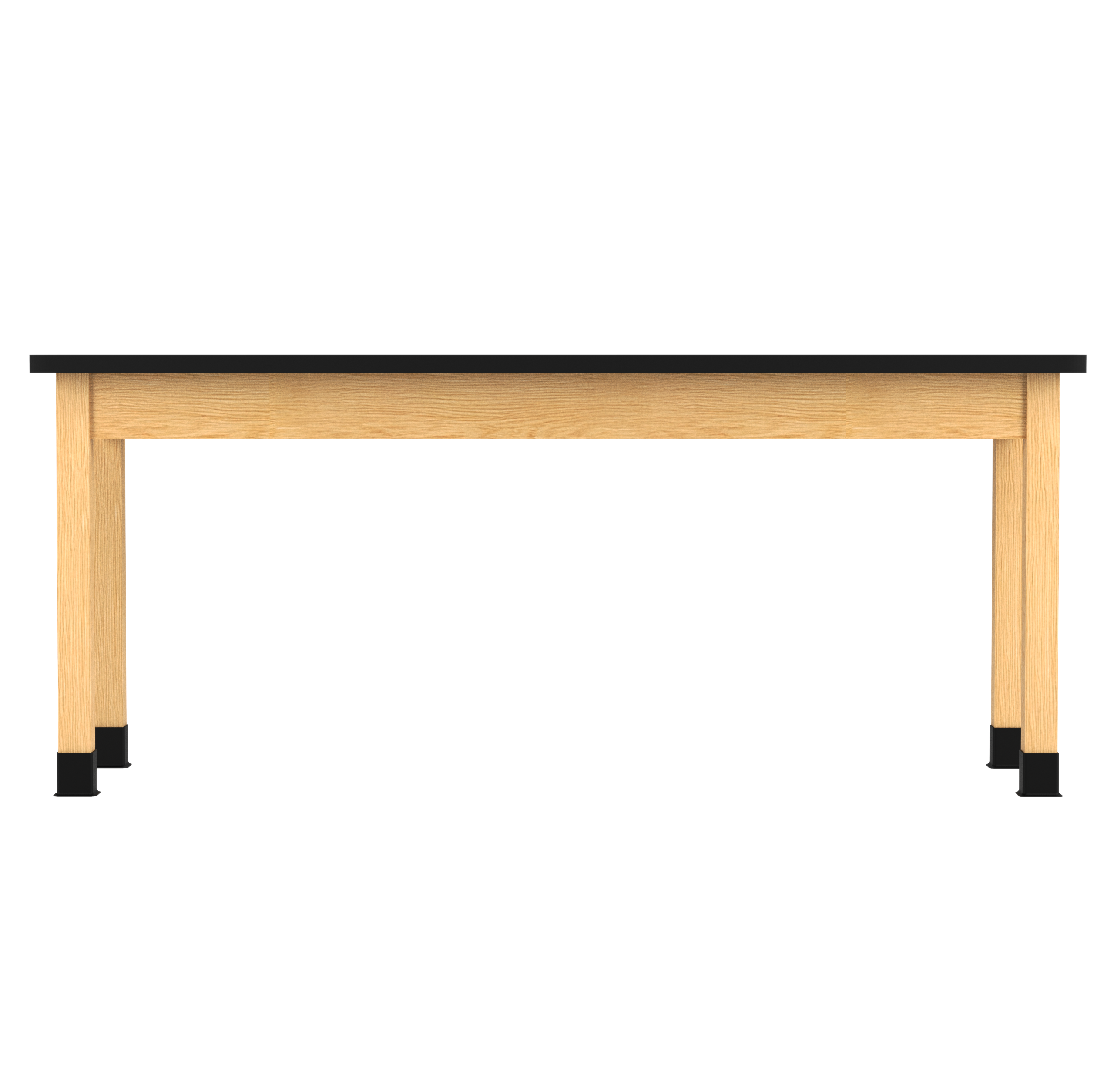 PerpetuLab Wooden Leg Tables with Plain Apron  - Red Oak, HPL Laminatew/3mm Edge, 72"W x 24"D x 30-1/4"H