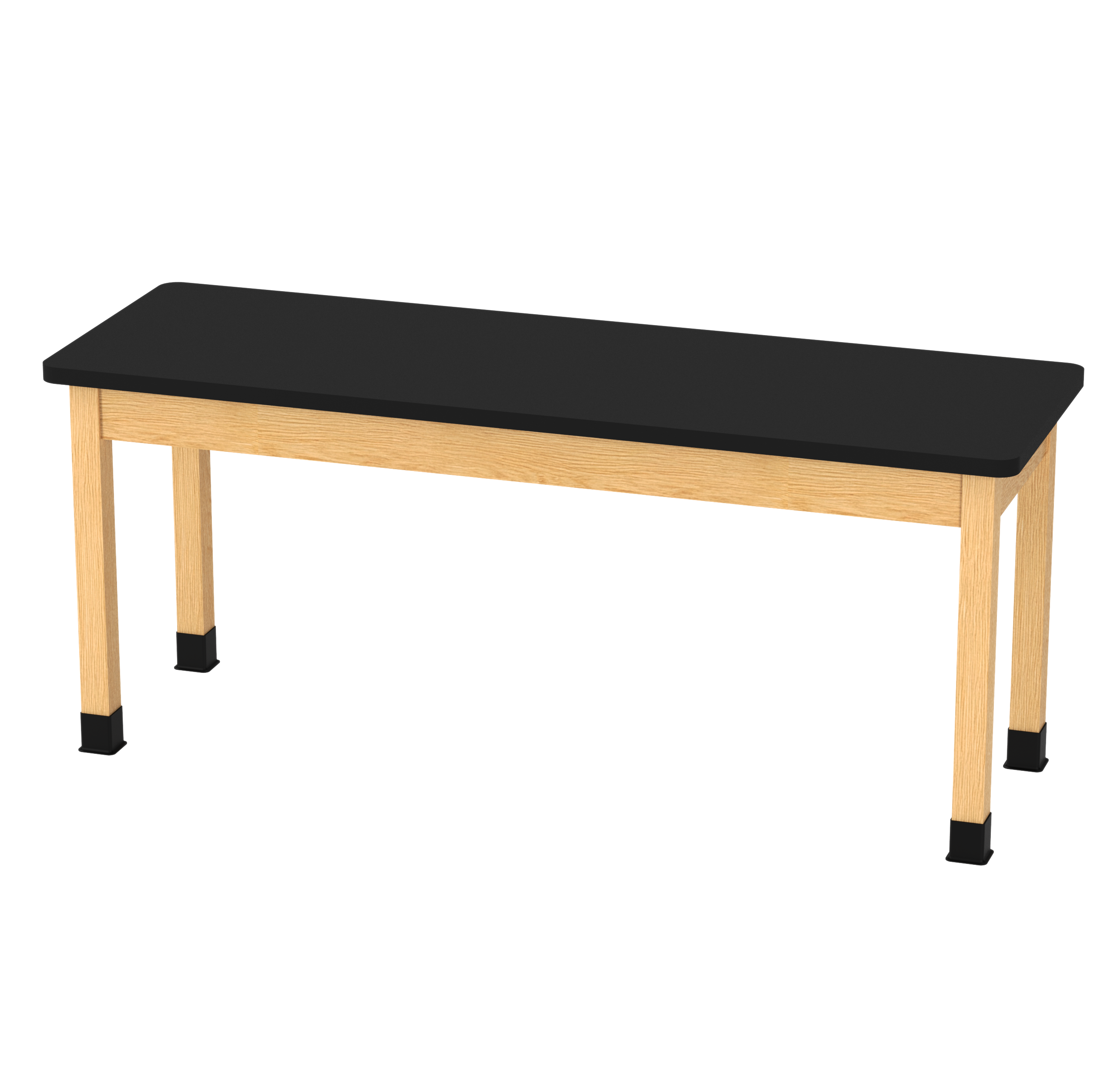 PerpetuLab Wooden Leg Tables with Plain Apron  - Red Oak, HPL Laminatew/3mm Edge, 72"W x 24"D x 30-1/4"H