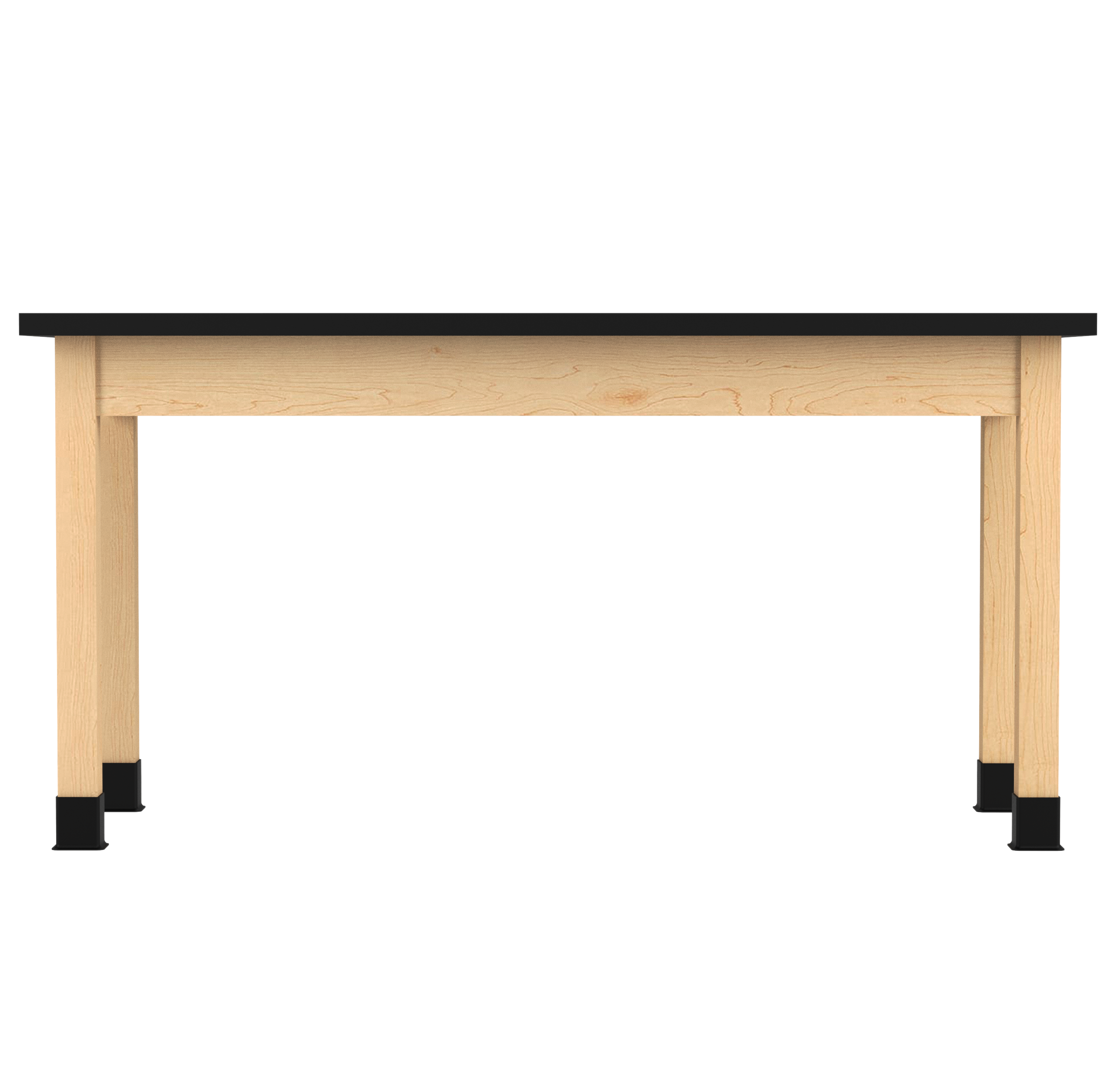 PerpetuLab Wooden Leg Tables with Plain Apron  - Light Hardwood, ChemGuard w/3mm Edge, 60"W x 24"D x 30-1/4"H