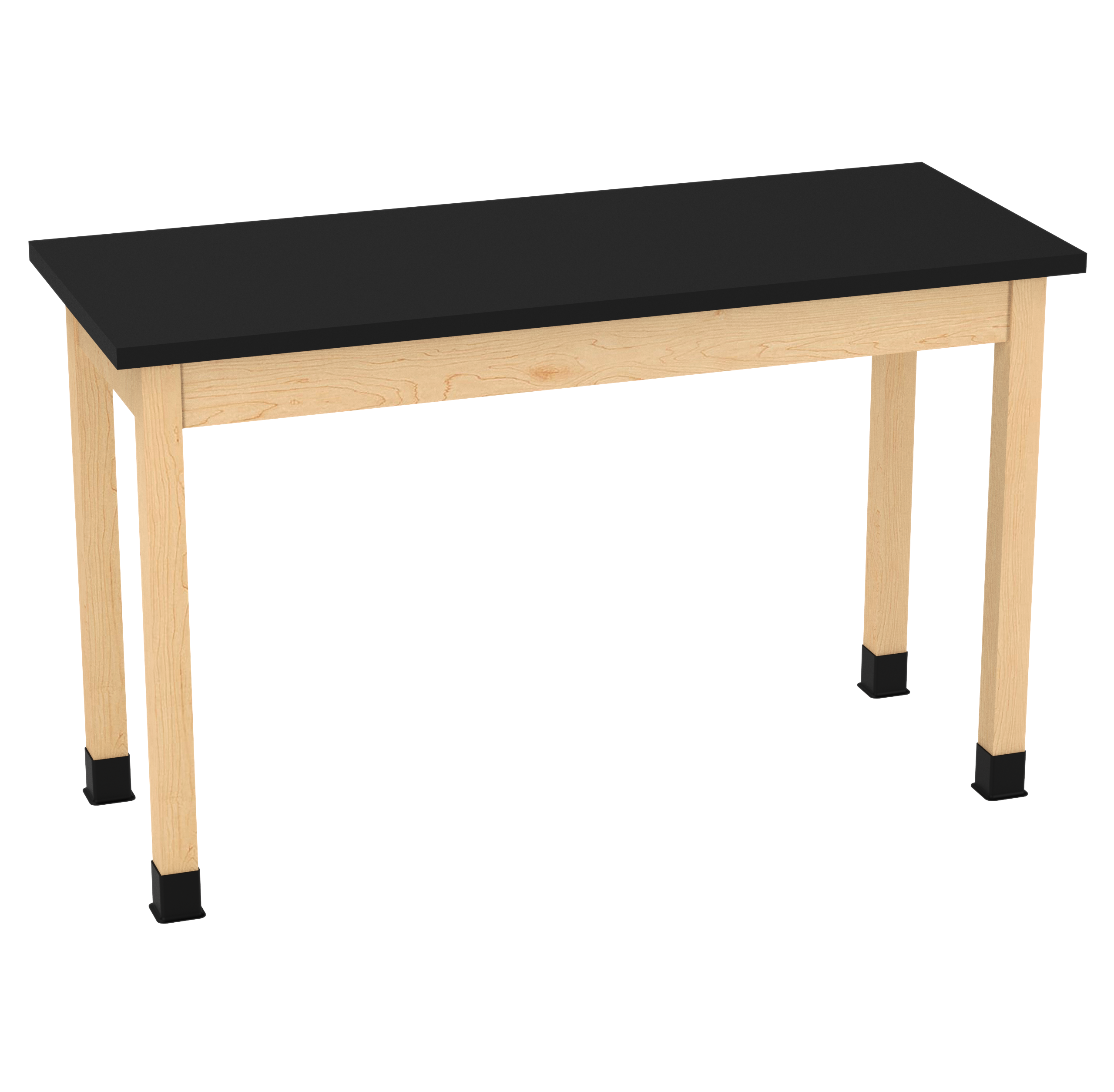 PerpetuLab Wooden Leg Tables with Plain Apron  - Light Hardwood, ChemGuard w/3mm Edge, 60"W x 24"D x 36-1/4"H