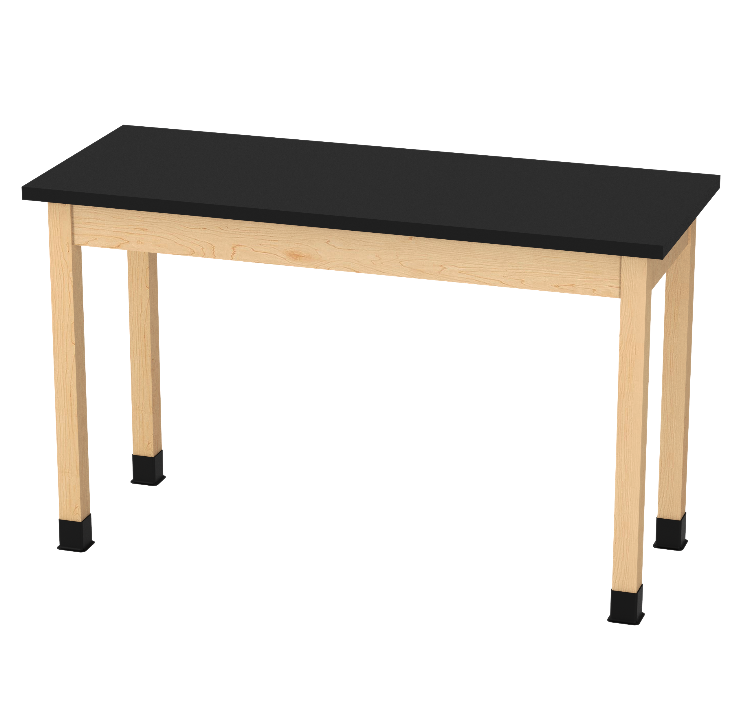 PerpetuLab Wooden Leg Tables with Plain Apron  - Light Hardwood, ChemGuard w/3mm Edge, 60"W x 24"D x 36-1/4"H
