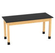 PerpetuLab Wooden Leg Tables with Plain Apron  - Red Oak, Phenolic, 60"W x 24"D x 29-3/4"H